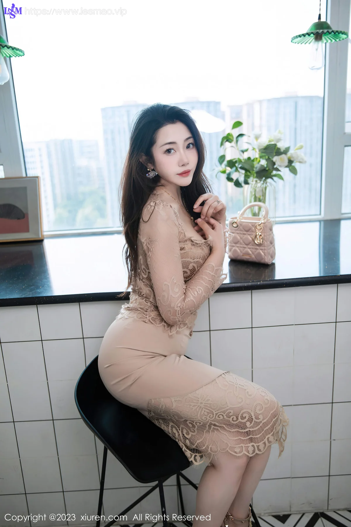 XiuRen 秀人 No.7216  严利娅Yuliya 杏色连衣长裙性感写真 - 41