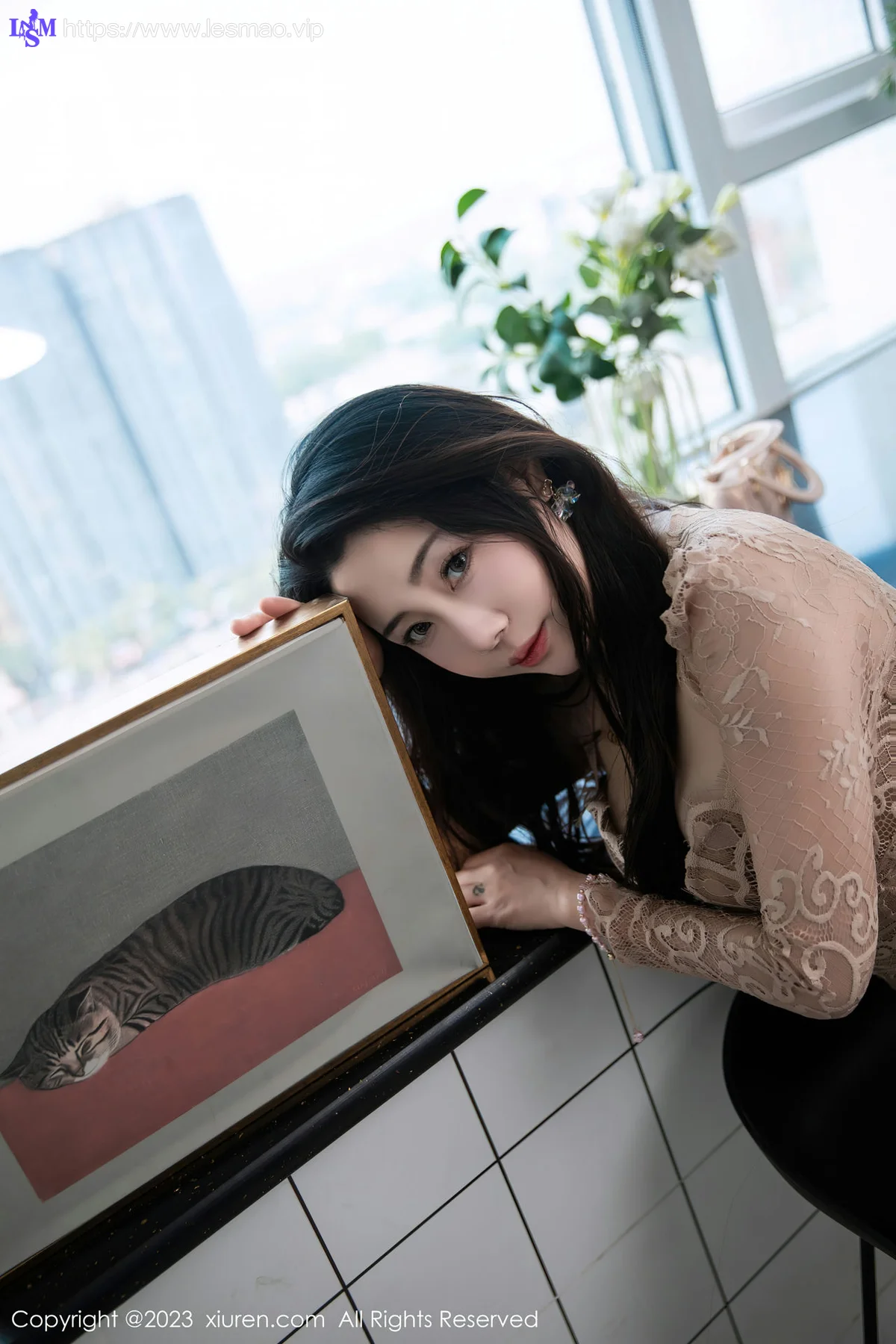XiuRen 秀人 No.7216  严利娅Yuliya 杏色连衣长裙性感写真 - 52