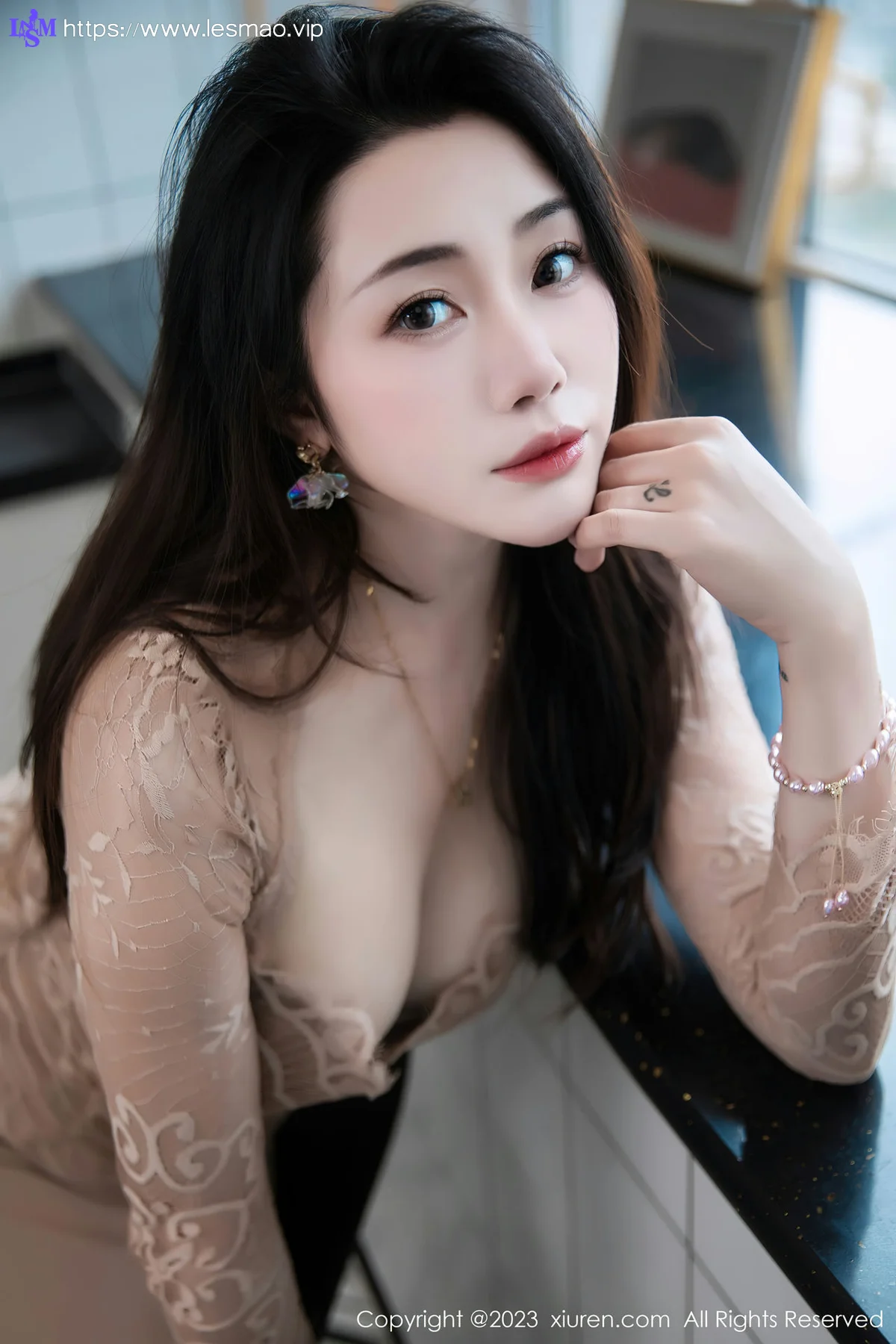 XiuRen 秀人 No.7216  严利娅Yuliya 杏色连衣长裙性感写真 - 53