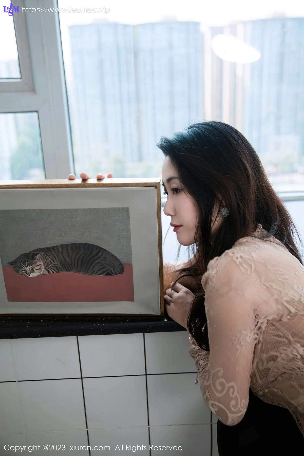XiuRen 秀人 No.7216  严利娅Yuliya 杏色连衣长裙性感写真 - 55