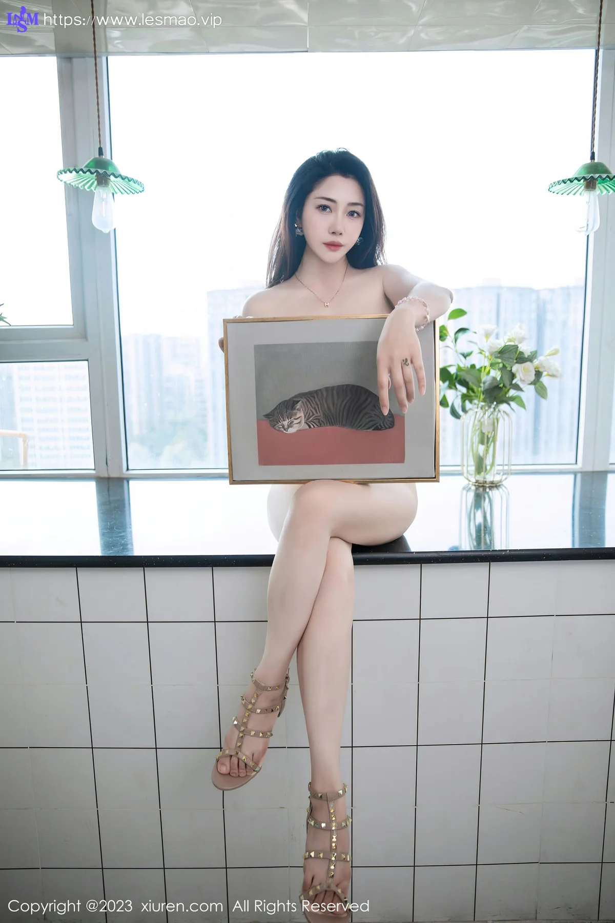 XiuRen 秀人 No.7216  严利娅Yuliya 杏色连衣长裙性感写真 - 63