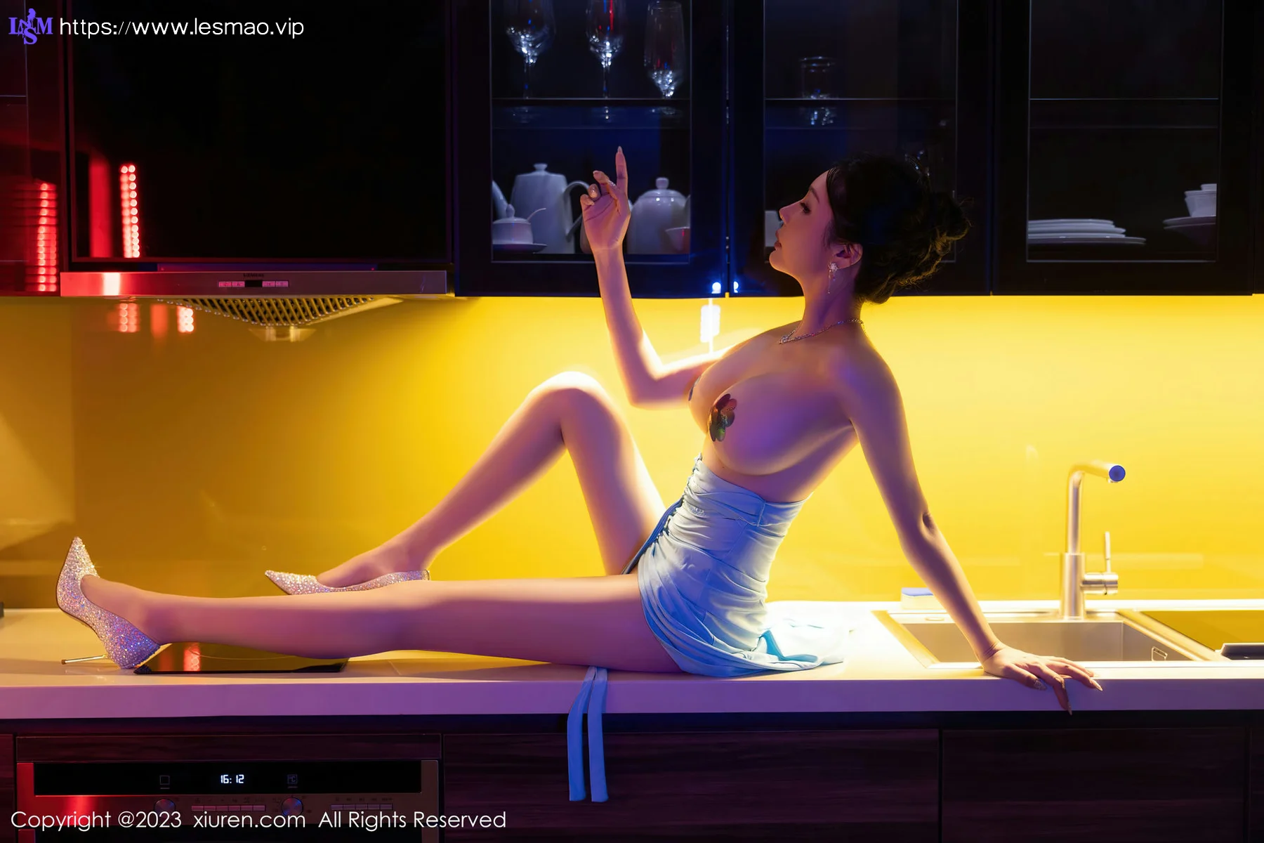 XiuRen 秀人 No.7446  田冰冰 蓝色长礼裙性感写真3 - 45