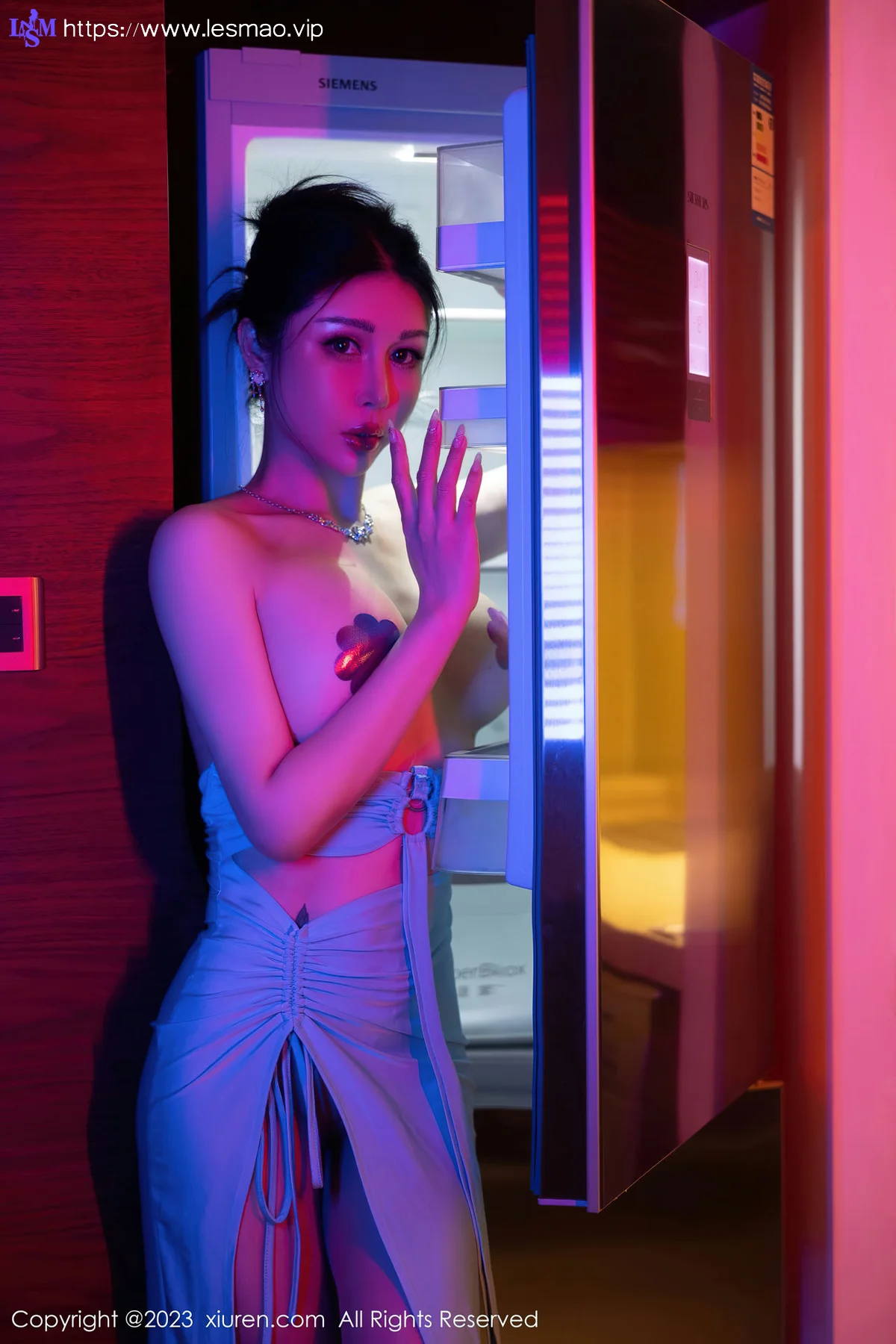 XiuRen 秀人 No.7446  田冰冰 蓝色长礼裙性感写真3 - 50
