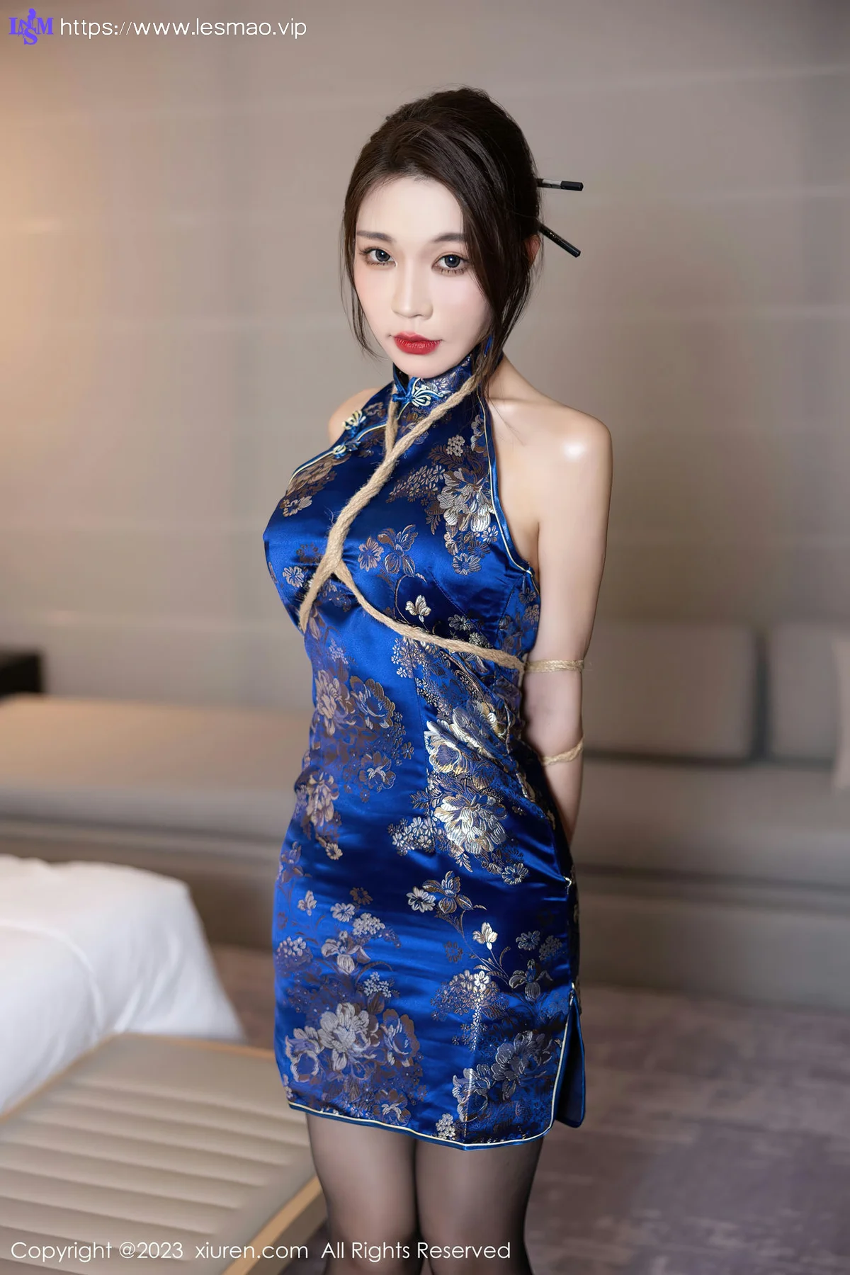 XiuRen 秀人 No.7453  徐莉芝Booty 蓝色旗袍安吉旅拍11 - 41