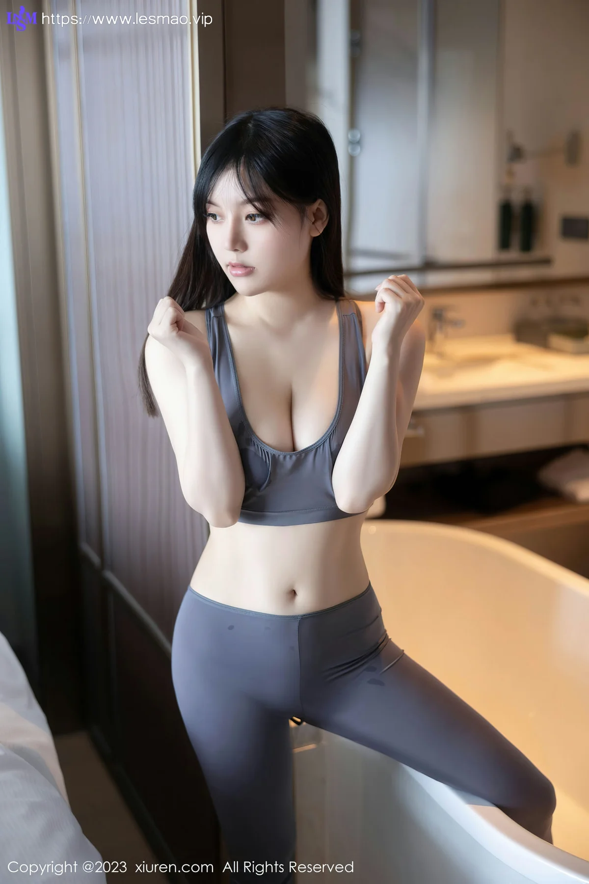 XiuRen 秀人 No.7543  豆瓣酱 灰色运动瑜伽服饰性感写真11 - 46