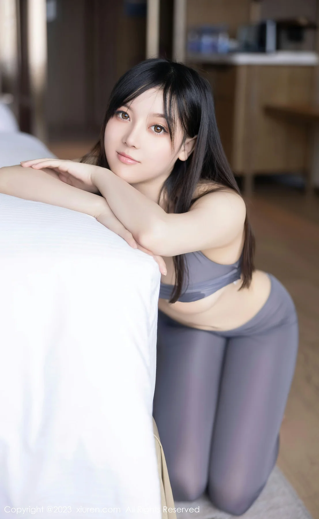 XiuRen 秀人 No.7543  豆瓣酱 灰色运动瑜伽服饰性感写真11 - 59