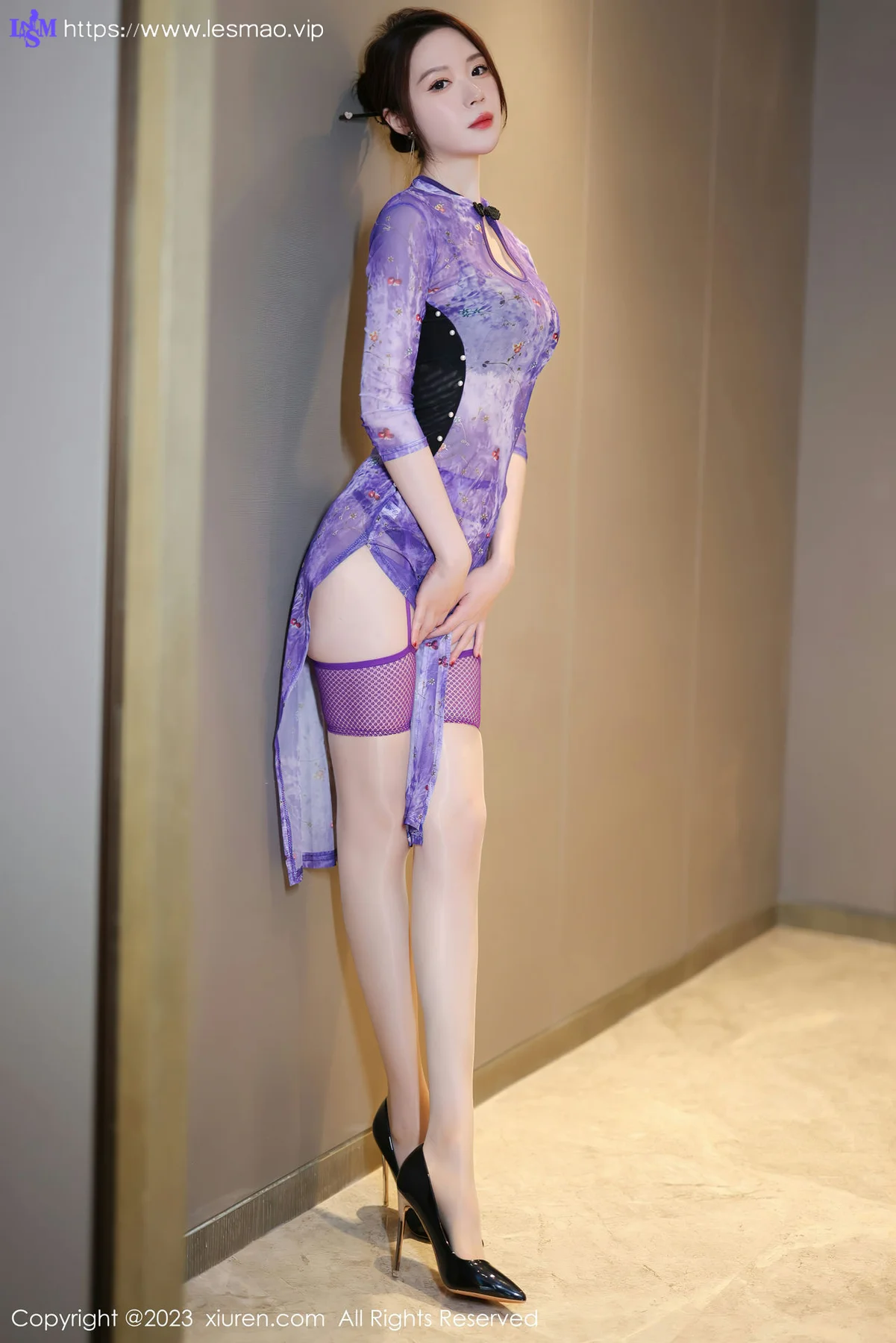 XiuRen 秀人 No.7673  梦心玥 诱人紫色丝袜性感写真1 - 11