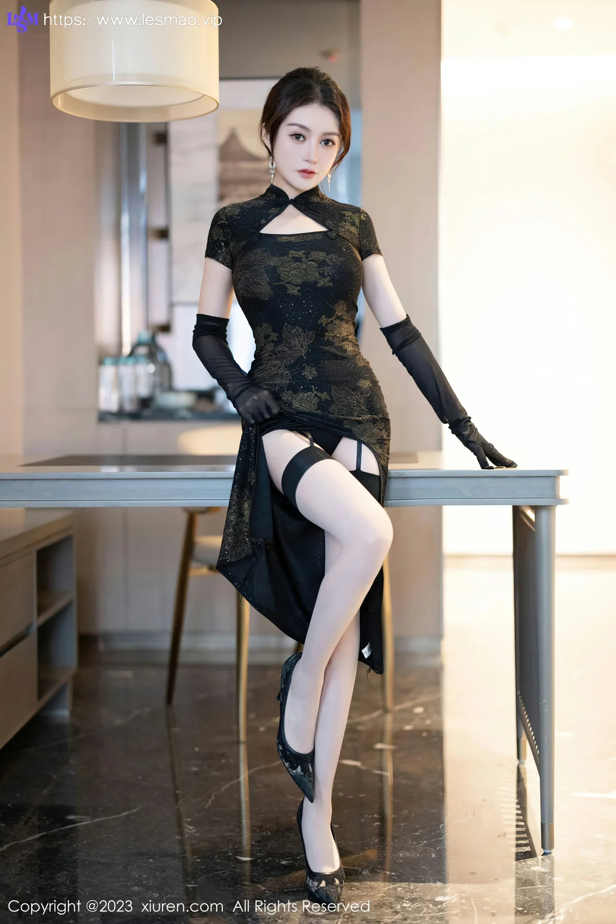 XiuRen 秀人 No.7688  唐宁宁 黑色旗袍性感写真33 - 12