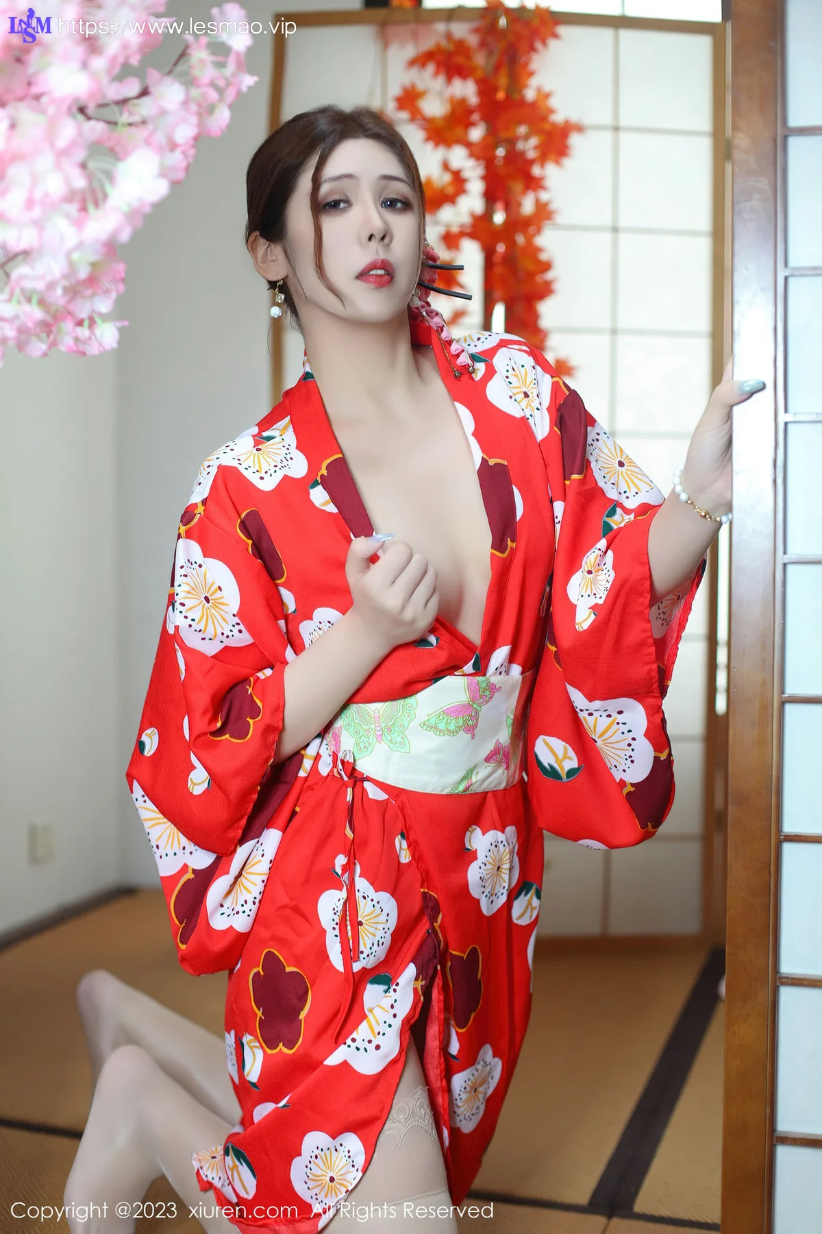 XiuRen 秀人 No.7736  月野兔美妞 红色和服性感写真 - 20