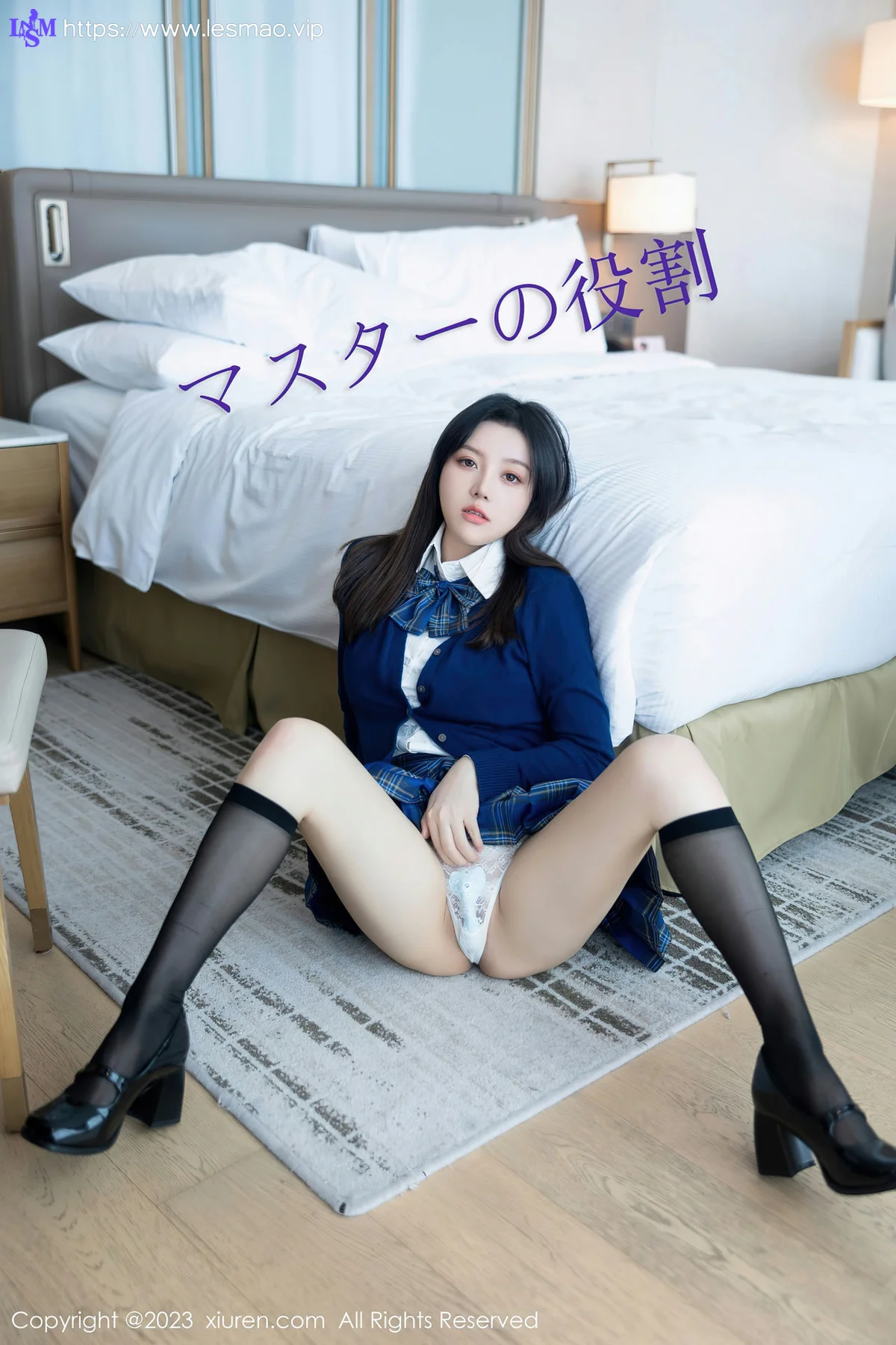 XiuRen 秀人 No.7754  豆瓣酱 白色蕾丝蓝色格子短裙写真111 - 43