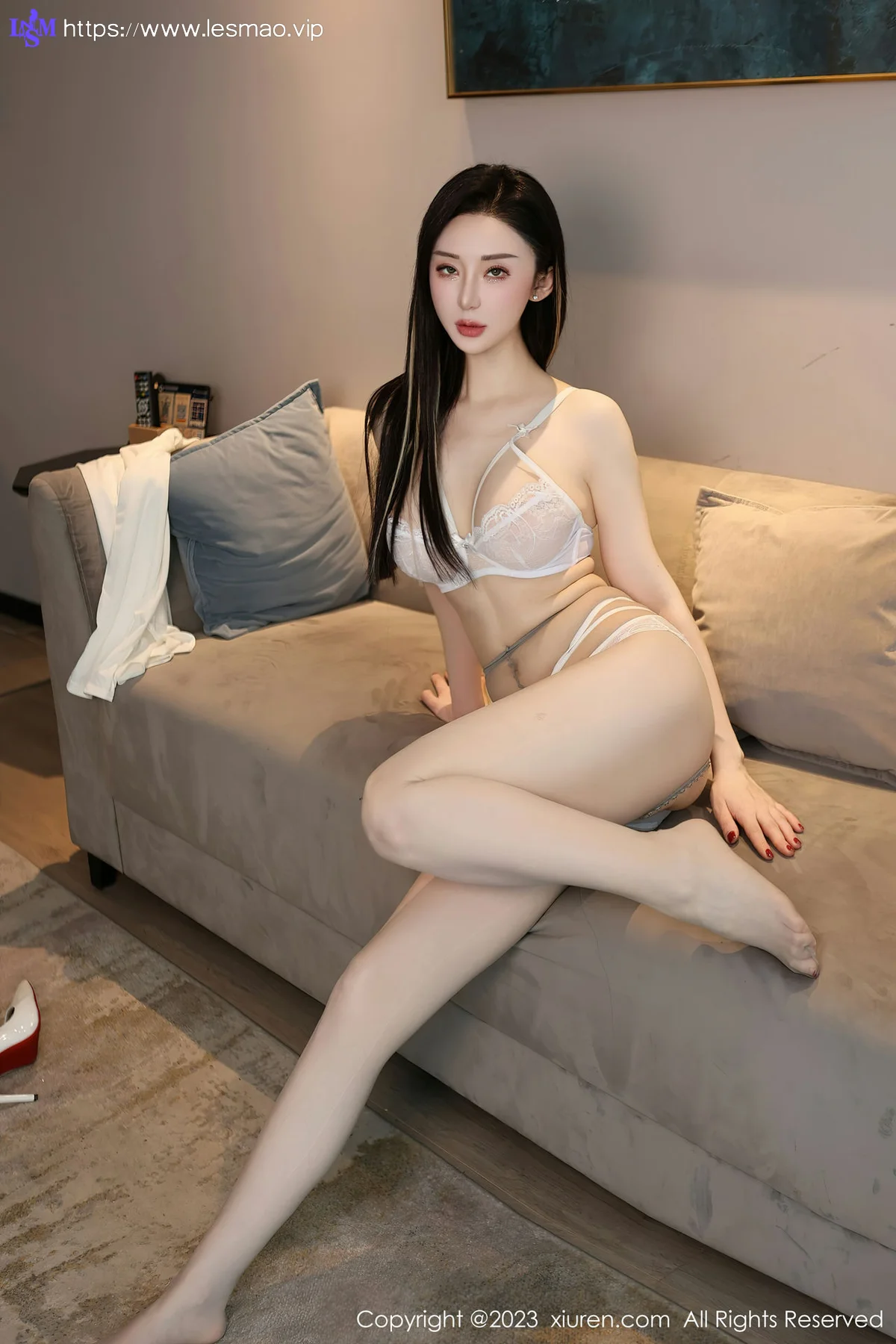 XiuRen 秀人 No.7756  田兮白 诱人灰丝性感写真 - 61