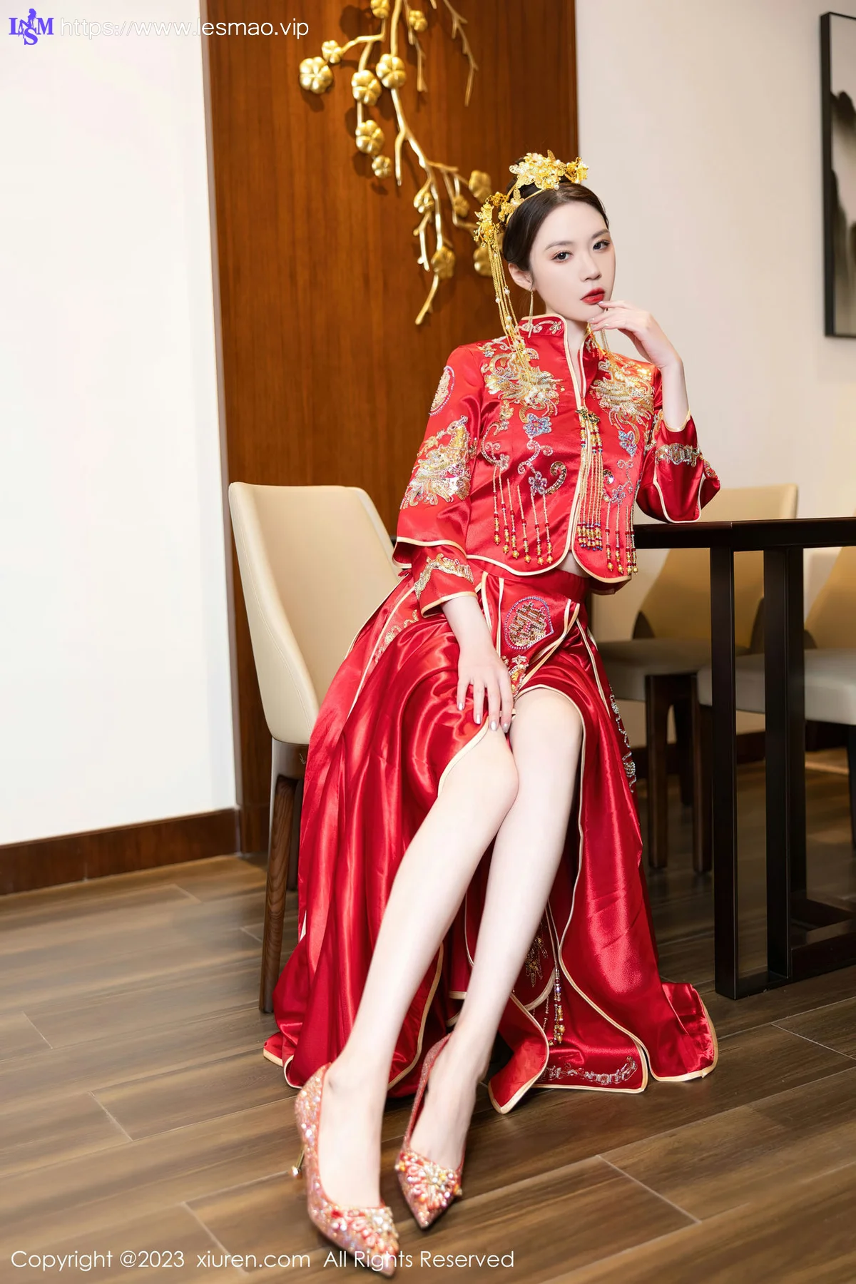 XiuRen 秀人 No.7766  梦心玥 红色中式婚服安吉旅拍111 - 8