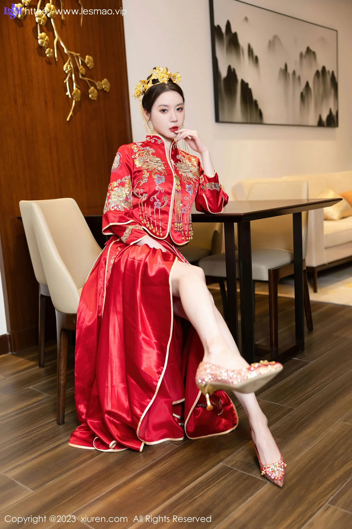 XiuRen 秀人 No.7766  梦心玥 红色中式婚服安吉旅拍111 - 12