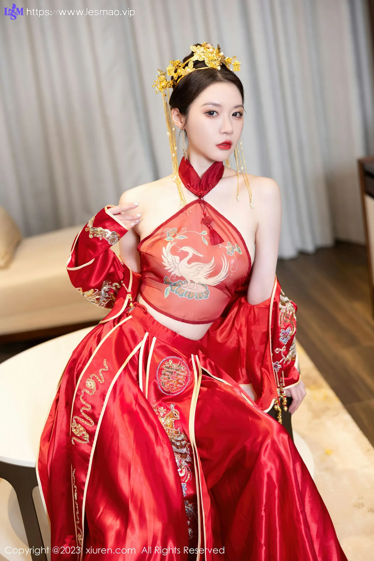 XiuRen 秀人 No.7766  梦心玥 红色中式婚服安吉旅拍111 - 33