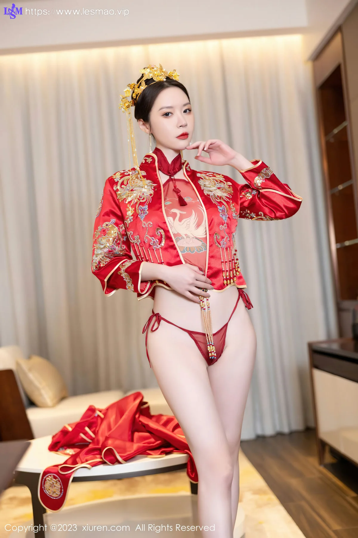 XiuRen 秀人 No.7766  梦心玥 红色中式婚服安吉旅拍111 - 47