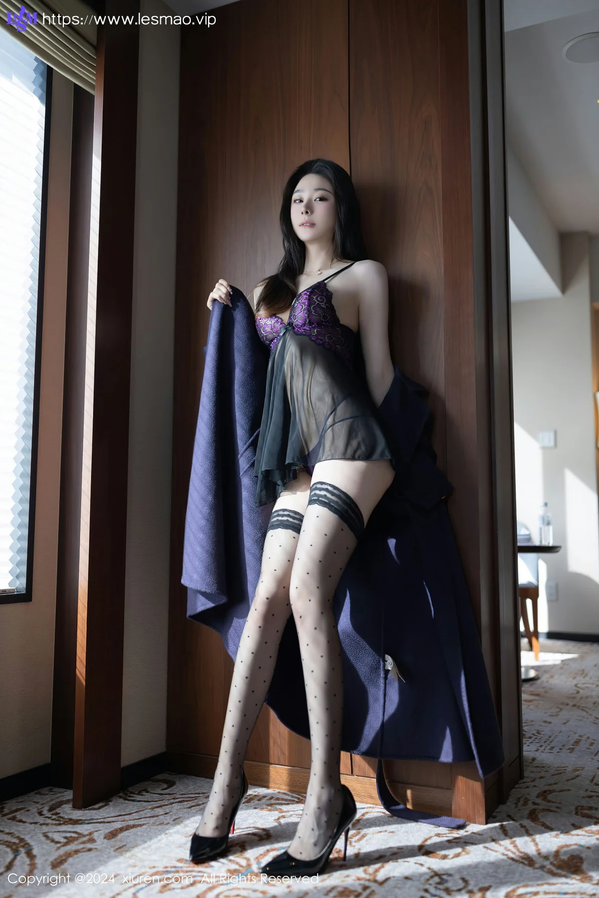 XiuRen 秀人 No.8195  小逗逗 紫色蕾丝情趣内衣性感写真11 - 14