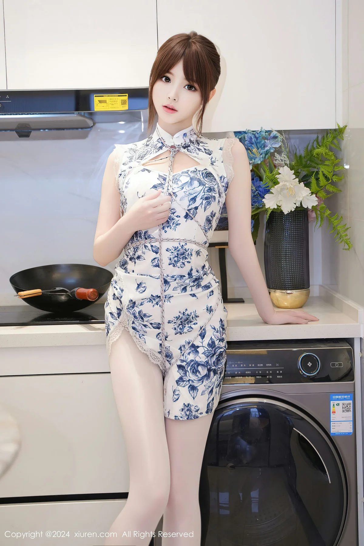 XiuRen 秀人 No.8255  梦灵儿Mini 青色轻透情趣旗袍性感写真1 - 21