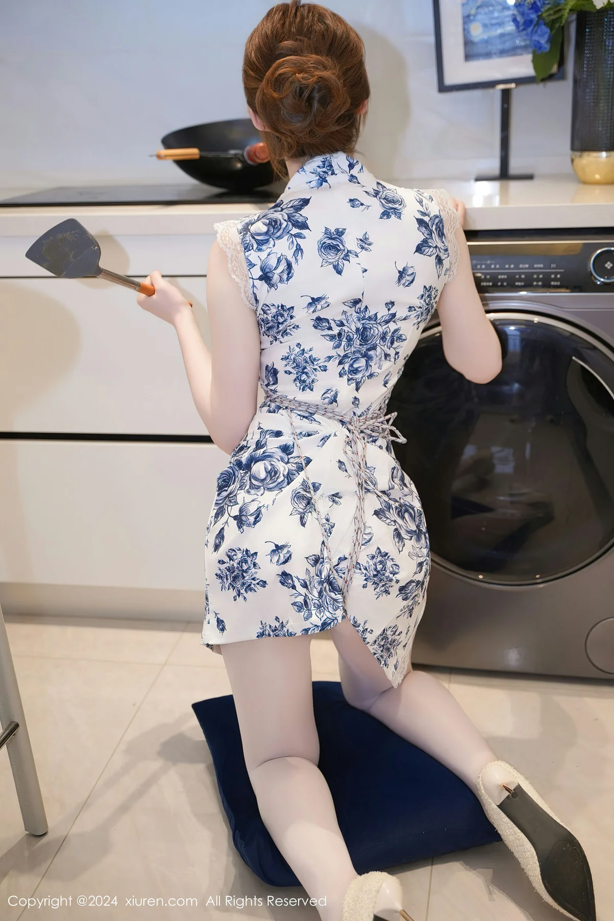 XiuRen 秀人 No.8255  梦灵儿Mini 青色轻透情趣旗袍性感写真1 - 31