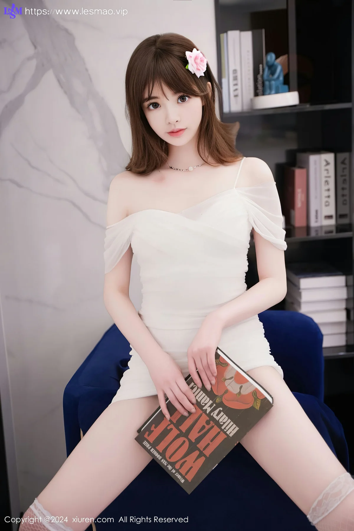XiuRen 秀人 No.8407 梦灵儿Mini 白色露肩连衣短裙性感写真3 - 3