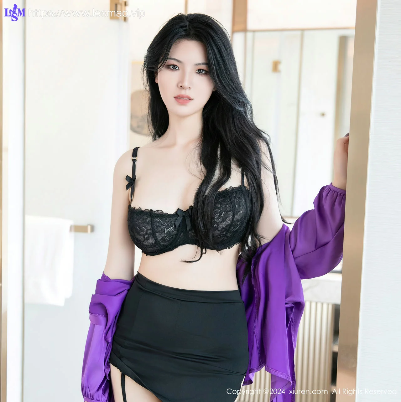XiuRen 秀人 No.8511 林晚的林晚 首套写真感黑色蕾丝内衣 - 45