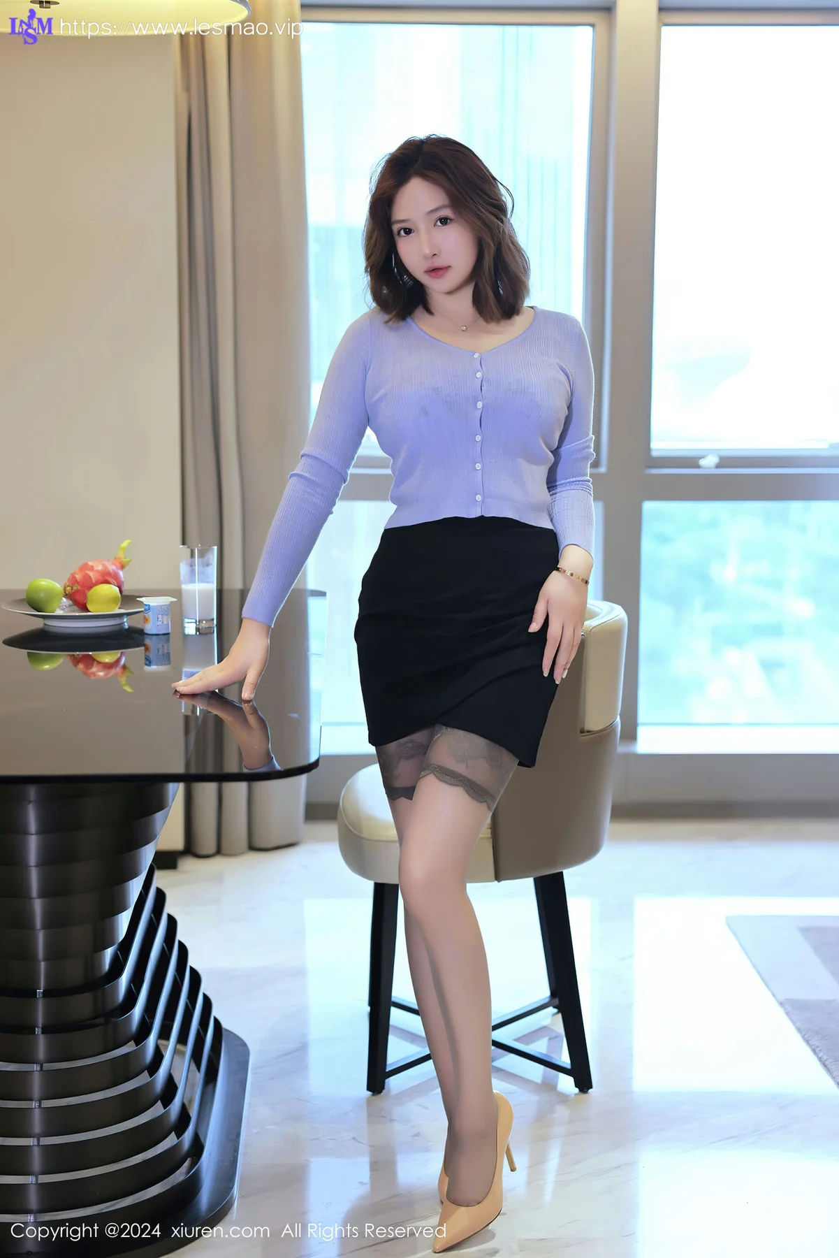 XiuRen 秀人 No.8527 养乐多DoDo 蓝色OL性感写真3 - 1