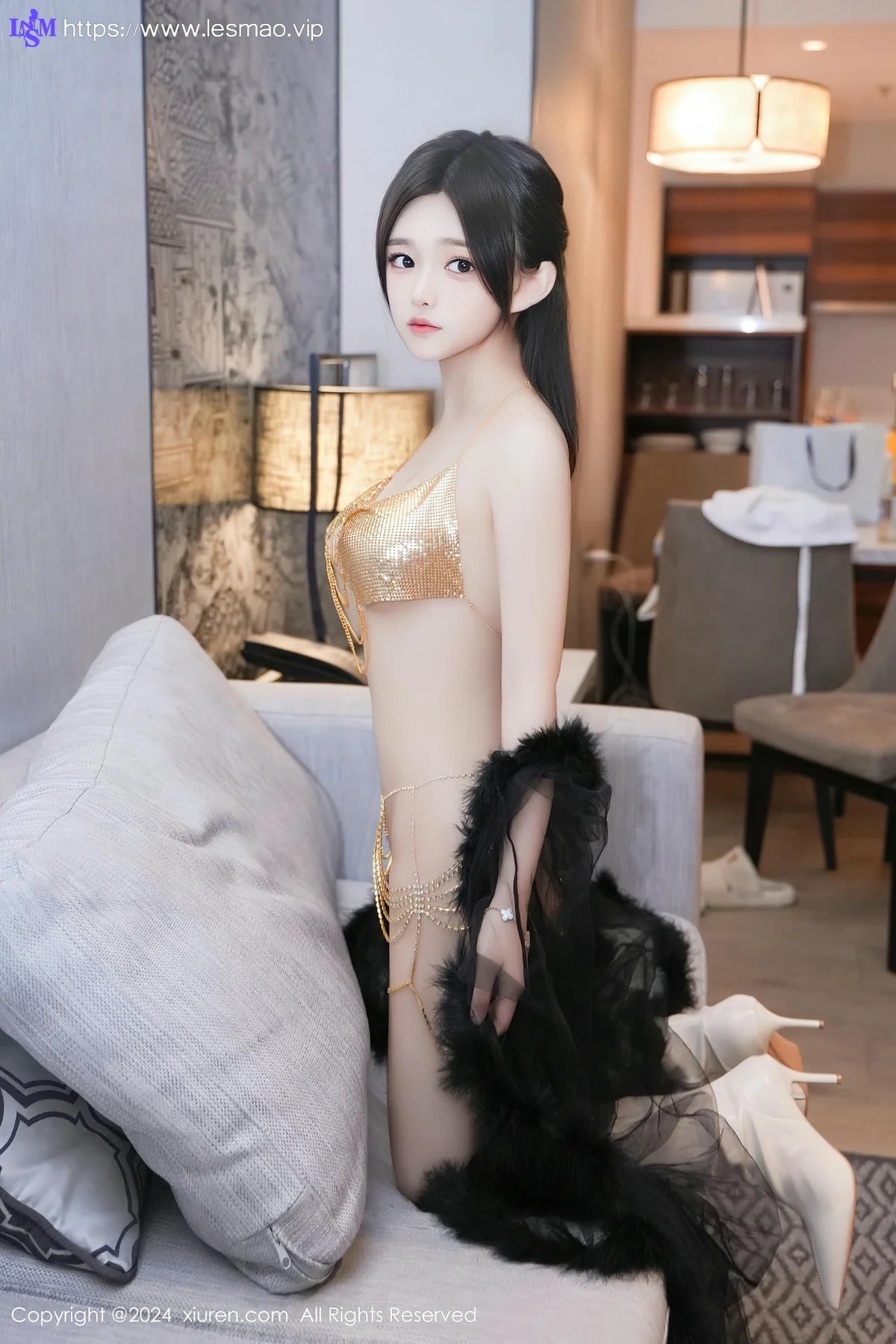 XiuRen 秀人 No.8686 奶茶味的包子 黑色薄纱性感写真 - 54