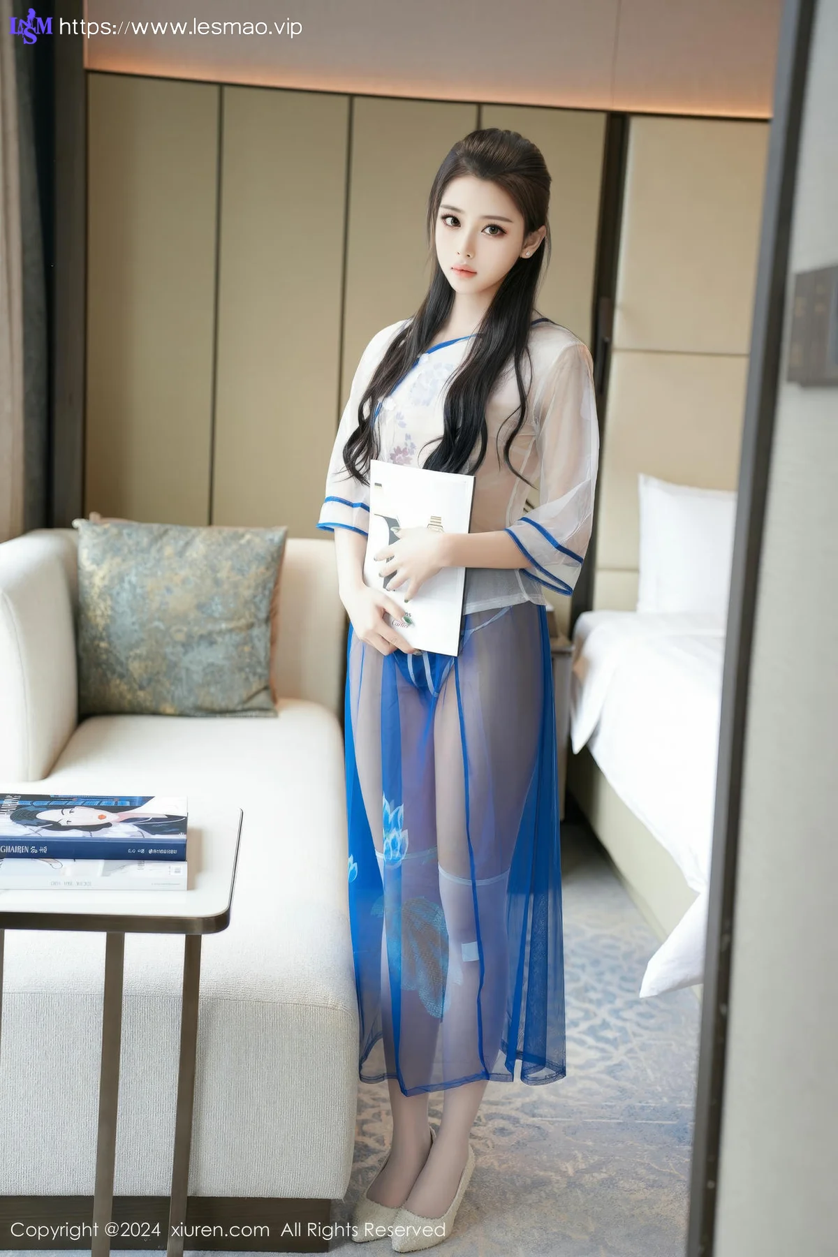 XiuRen 秀人 No.8721 惜惜free 蓝白色透明旗袍性感写真1 - 32