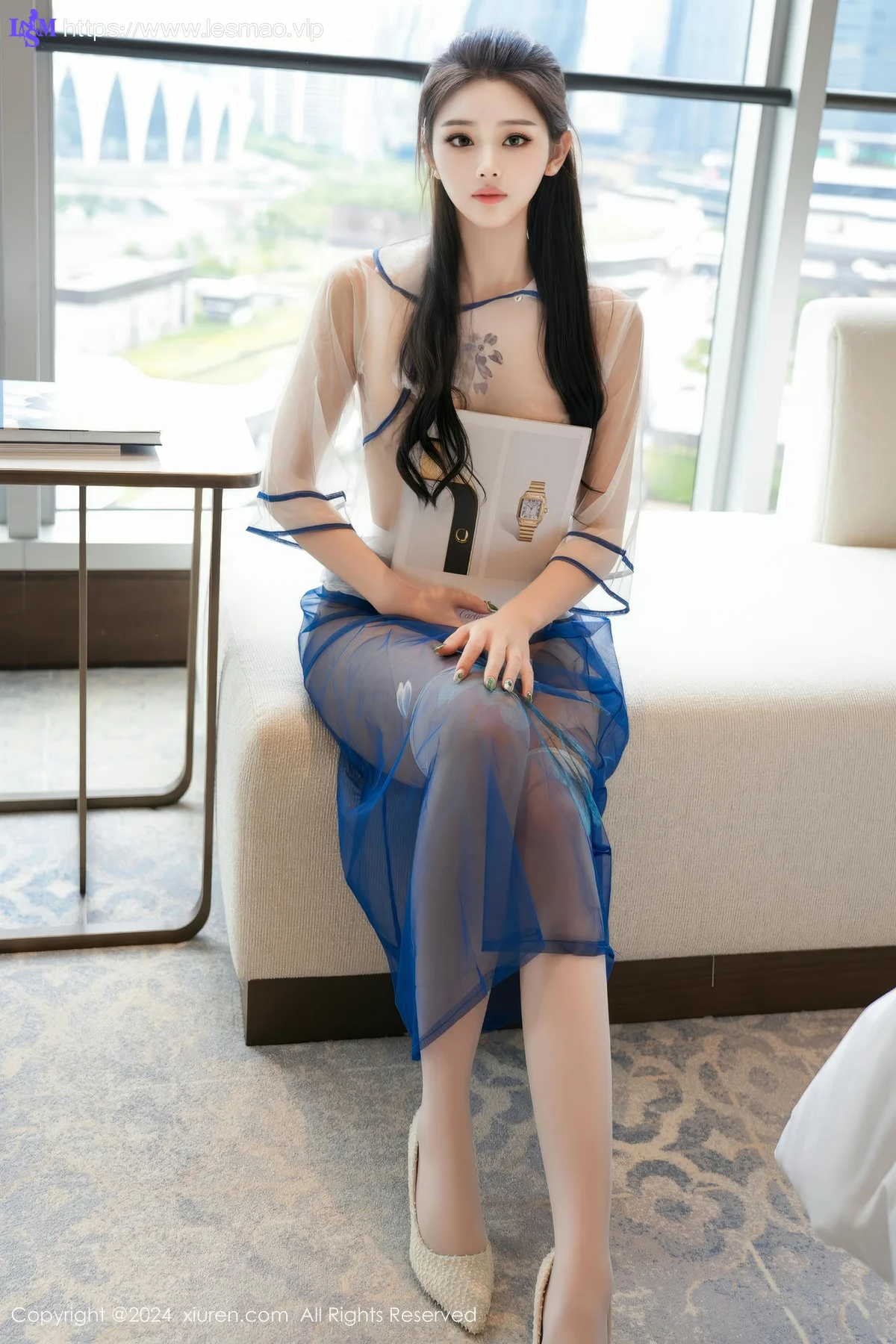 XiuRen 秀人 No.8721 惜惜free 蓝白色透明旗袍性感写真1 - 34