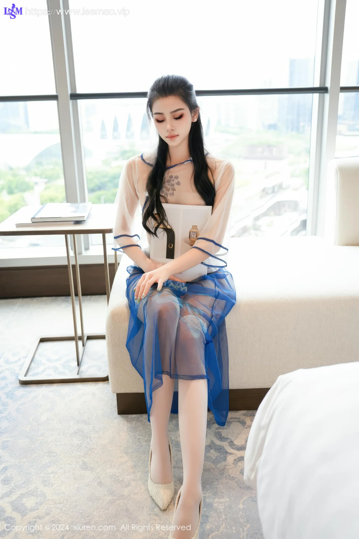 XiuRen 秀人 No.8721 惜惜free 蓝白色透明旗袍性感写真1 - 35