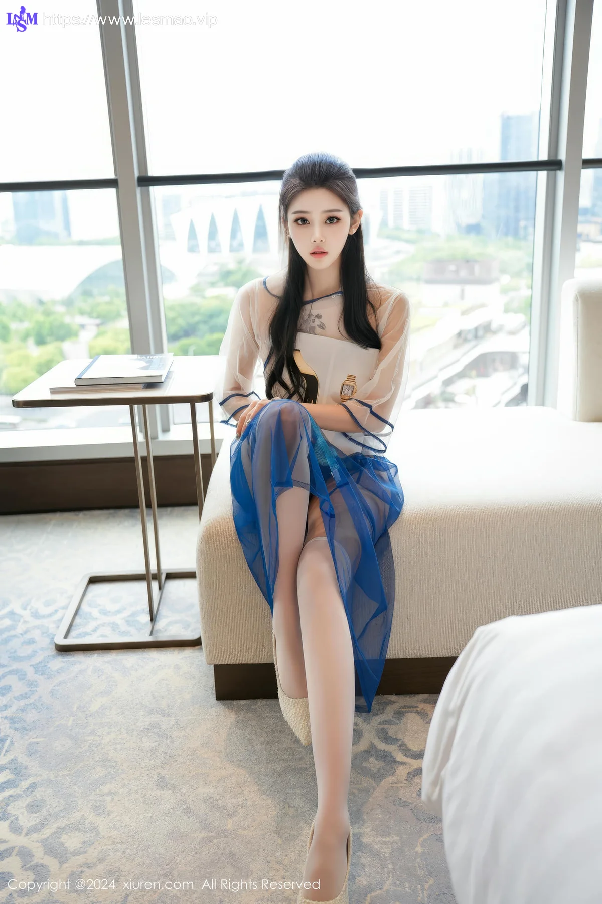XiuRen 秀人 No.8721 惜惜free 蓝白色透明旗袍性感写真1 - 36