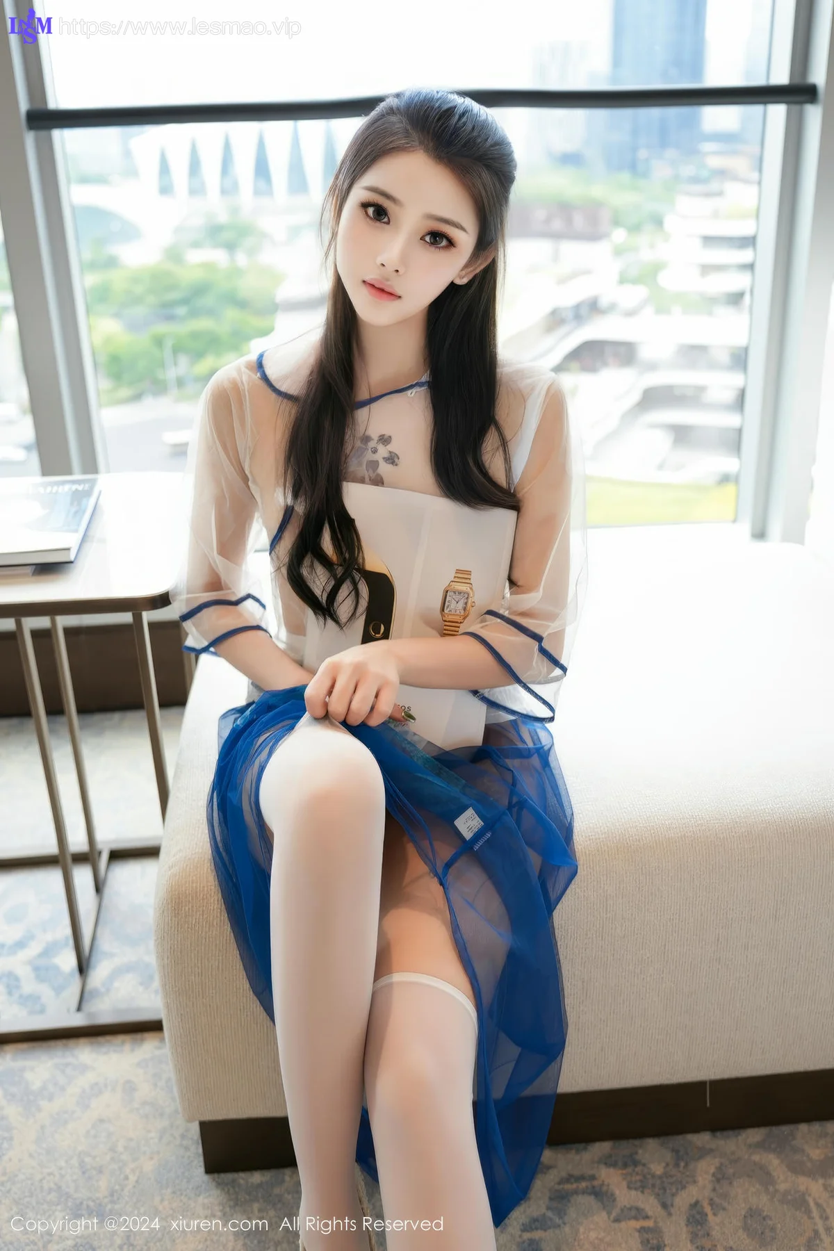 XiuRen 秀人 No.8721 惜惜free 蓝白色透明旗袍性感写真1 - 38
