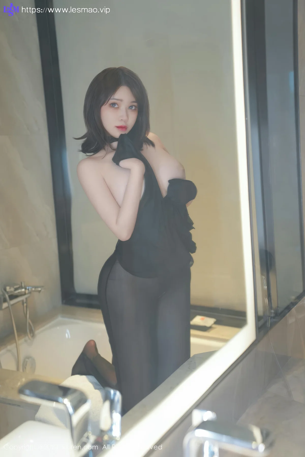 XiuRen 秀人 No.8723 nana豆酱 黑色轻透连体衣性感写真 - 50