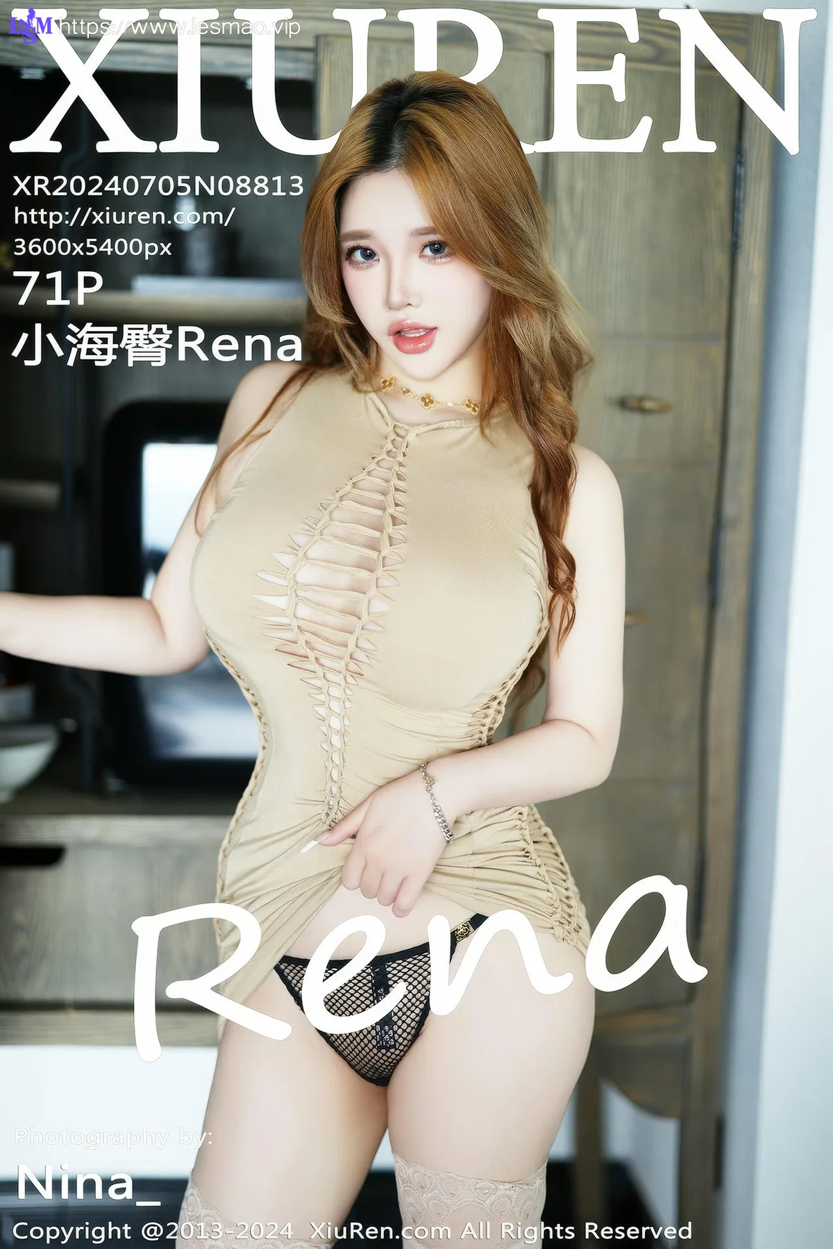 XiuRen 秀人 No.8813 小海臀Rena 浅色连衣短裙性感写真 - 72
