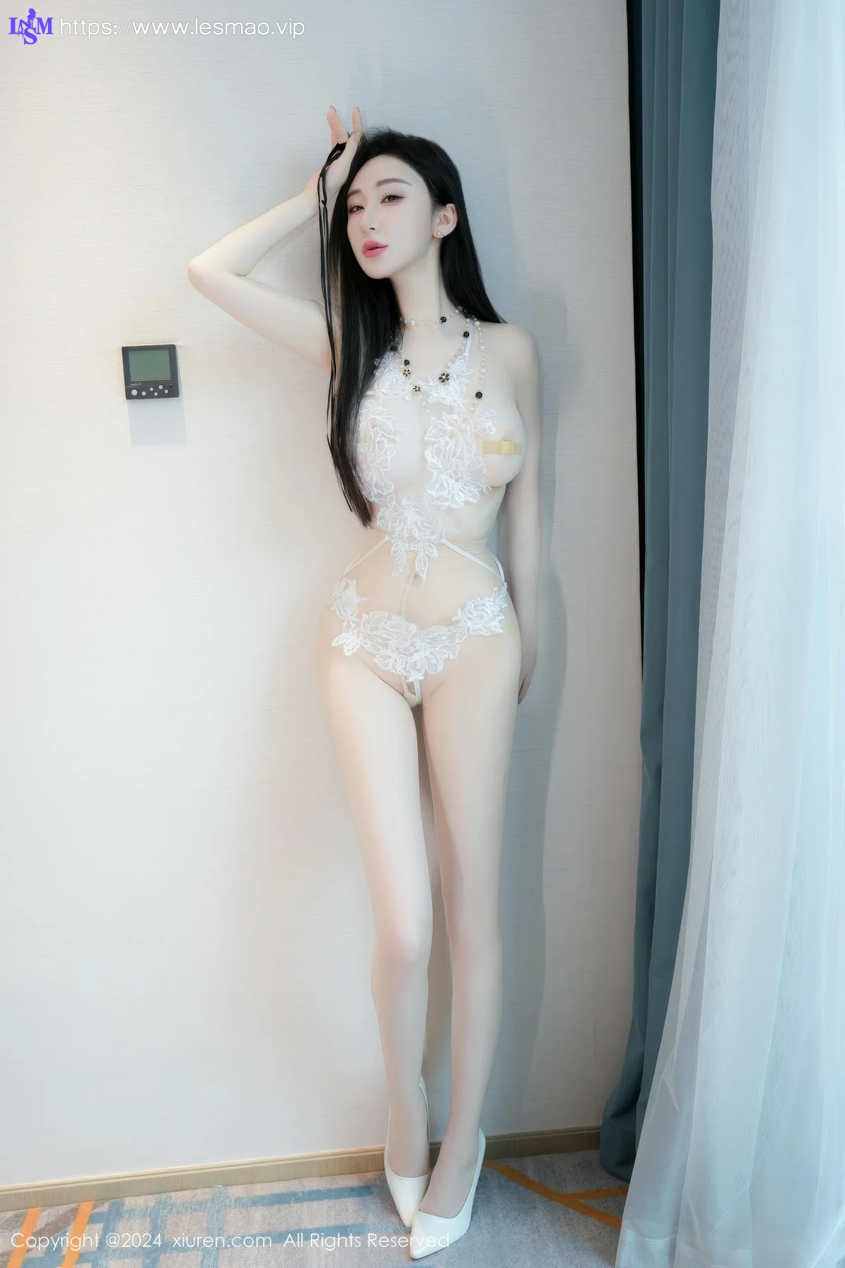 XiuRen 秀人 No.8973 田兮白 白色情趣内衣性感写真 - 23