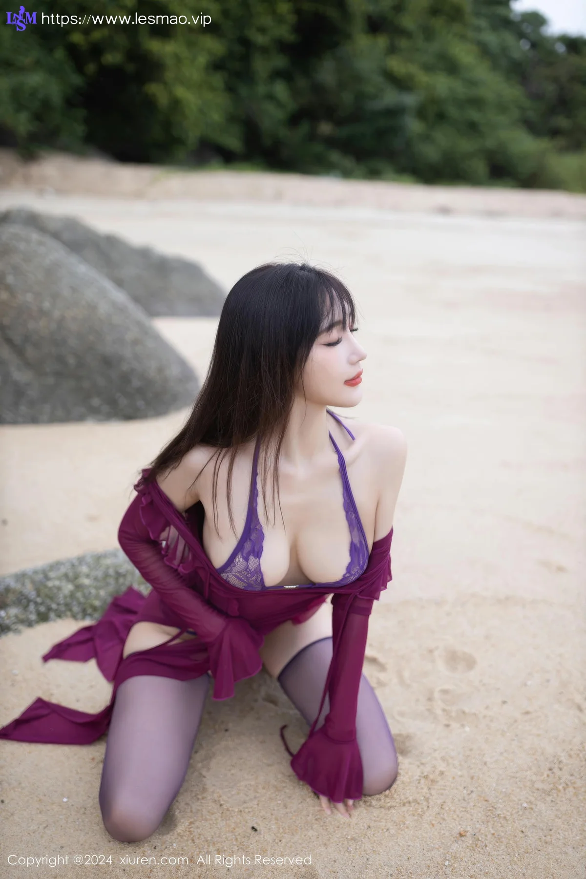 XiuRen 秀人 No.9021 陆萱萱 紫色情趣内衣性感写真11 - 17