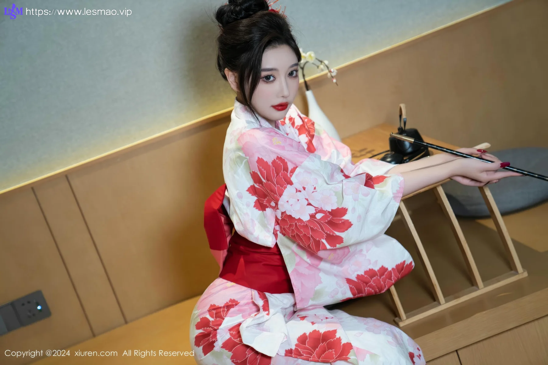 XiuRen 秀人 No.9208 杨晨晨Yome 红色花朵服饰 - 16