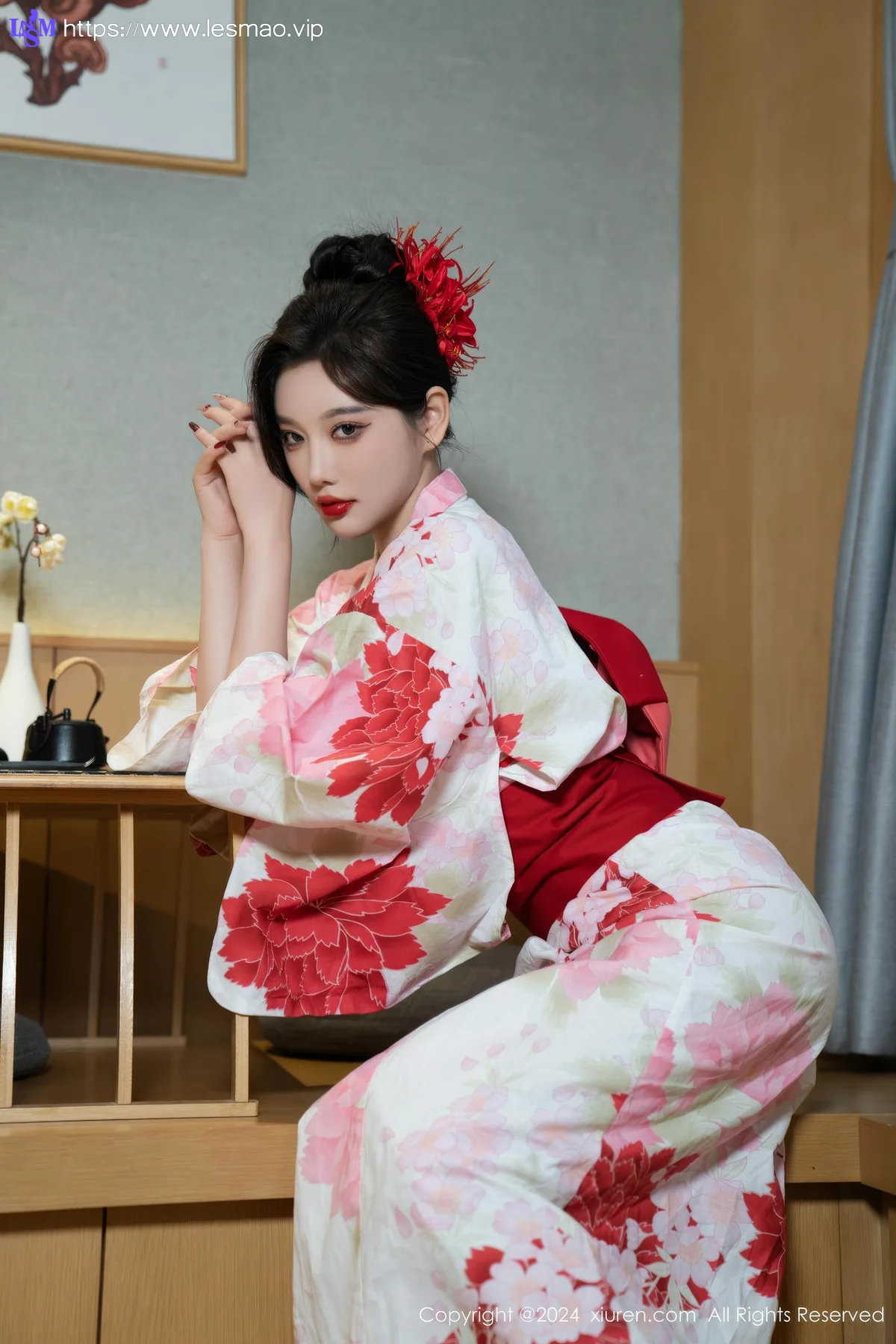 XiuRen 秀人 No.9208 杨晨晨Yome 红色花朵服饰 - 42