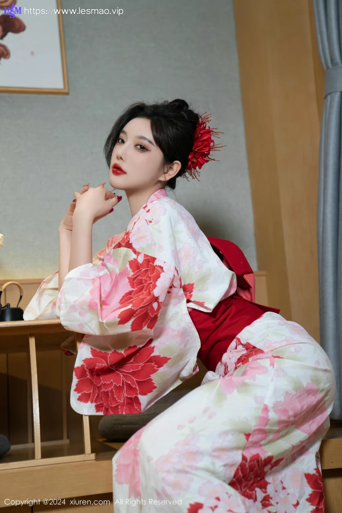 XiuRen 秀人 No.9208 杨晨晨Yome 红色花朵服饰 - 43