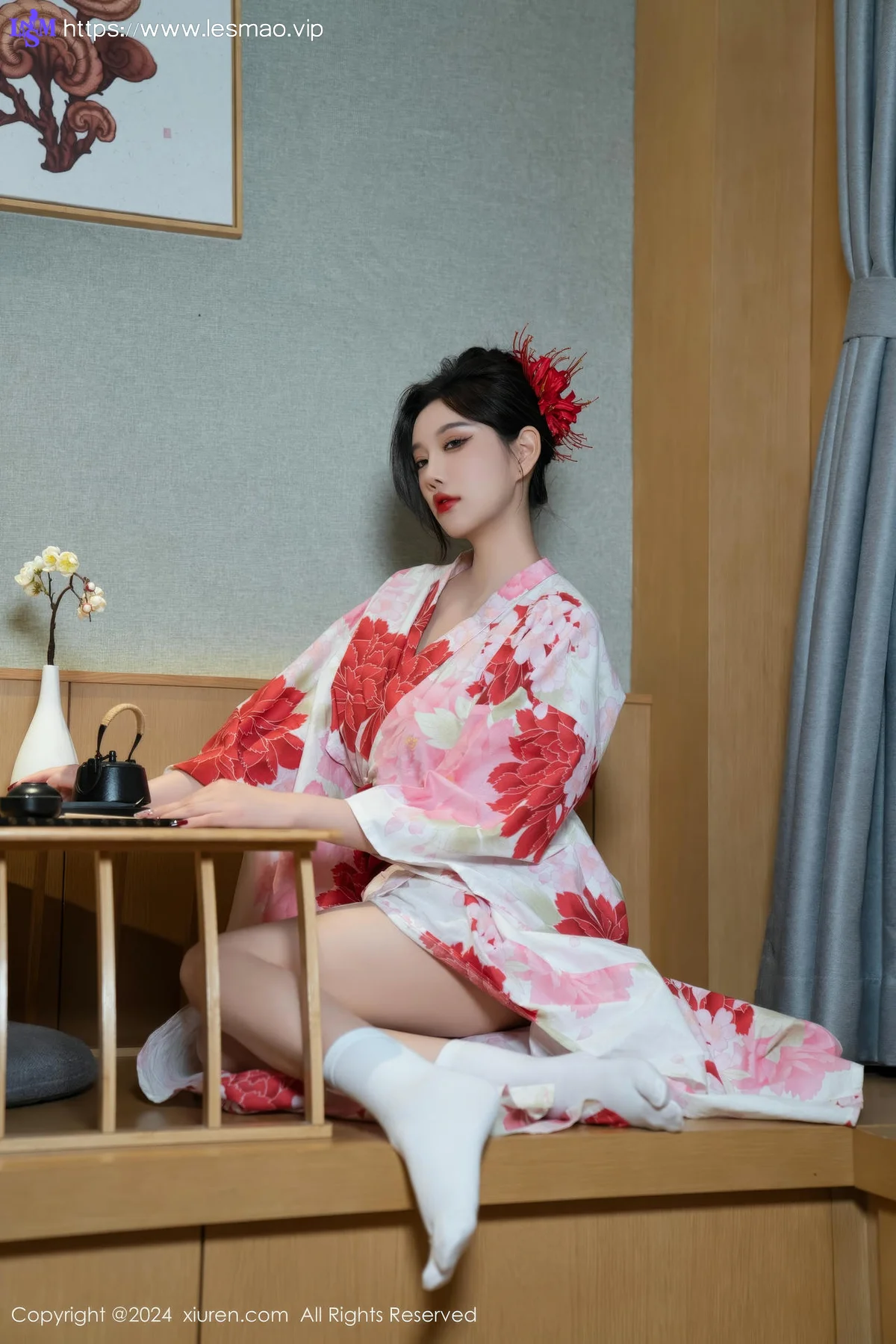 XiuRen 秀人 No.9208 杨晨晨Yome 红色花朵服饰 - 47