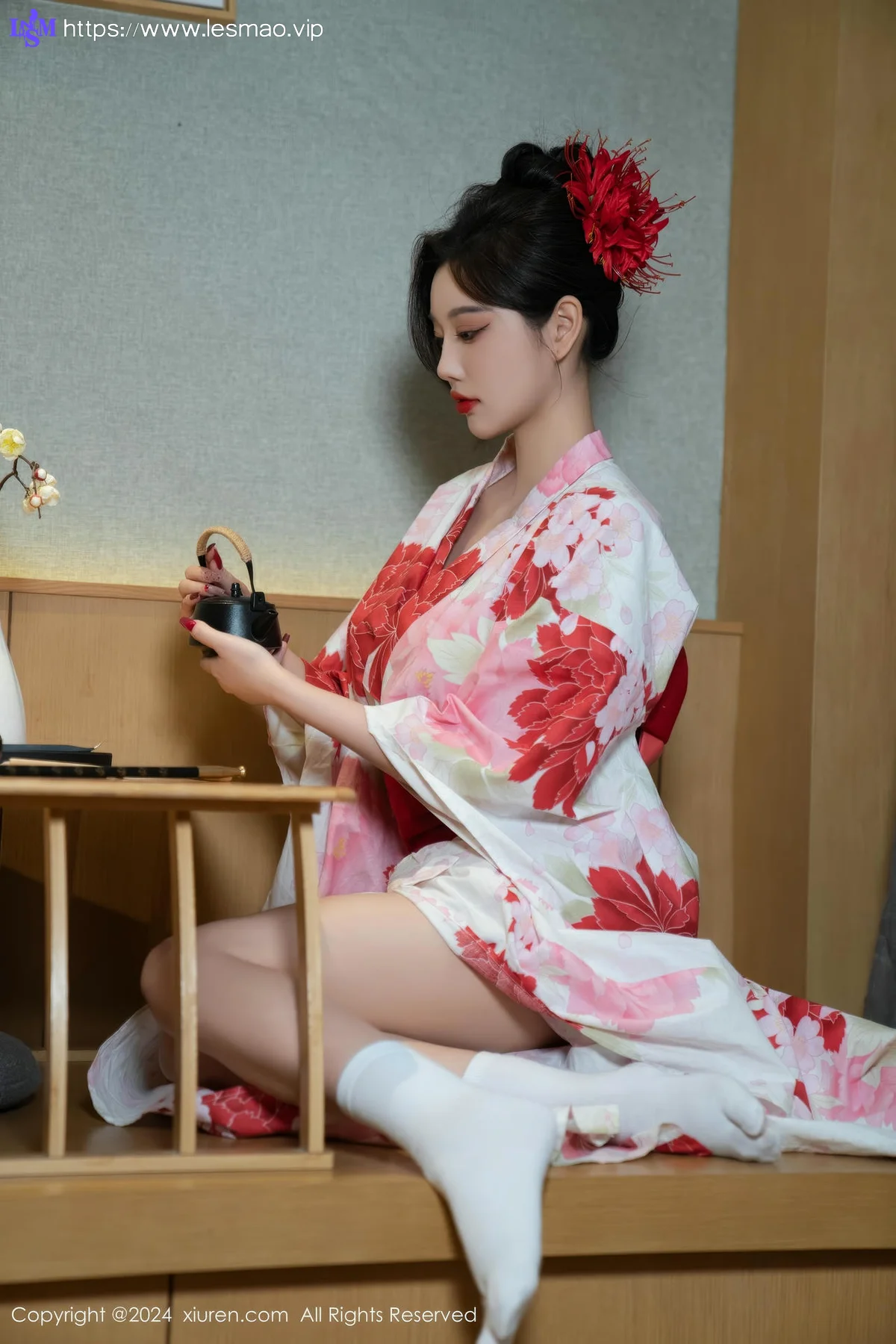 XiuRen 秀人 No.9208 杨晨晨Yome 红色花朵服饰 - 49