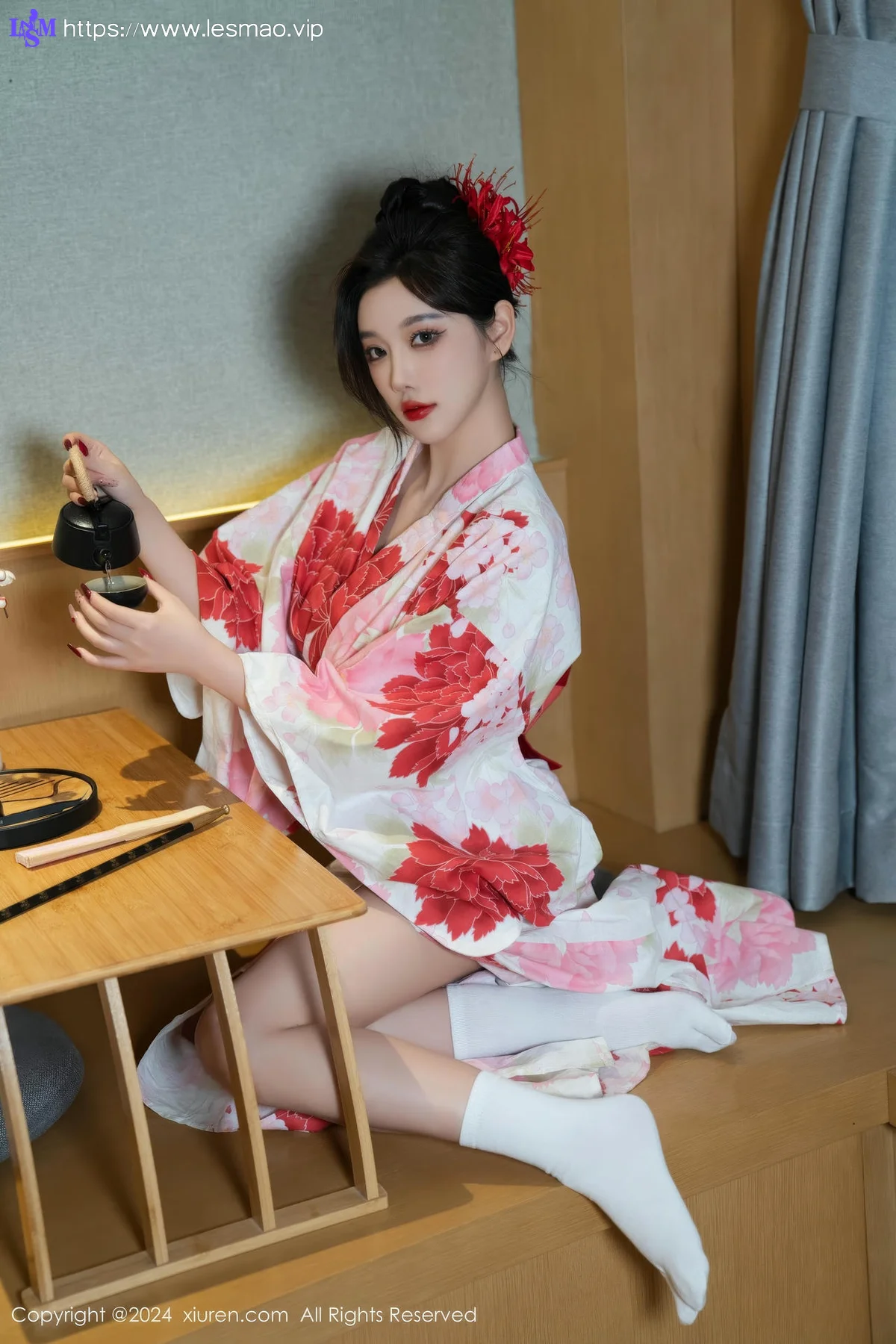 XiuRen 秀人 No.9208 杨晨晨Yome 红色花朵服饰 - 50