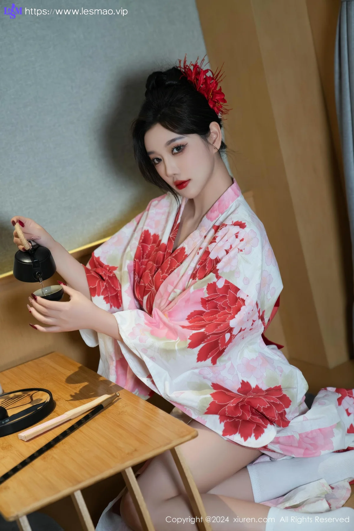 XiuRen 秀人 No.9208 杨晨晨Yome 红色花朵服饰 - 51