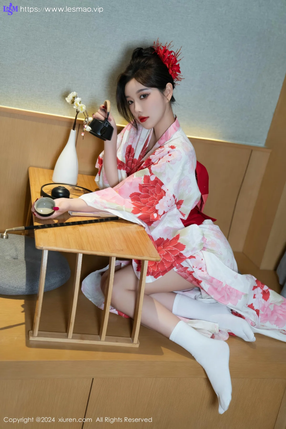 XiuRen 秀人 No.9208 杨晨晨Yome 红色花朵服饰 - 53