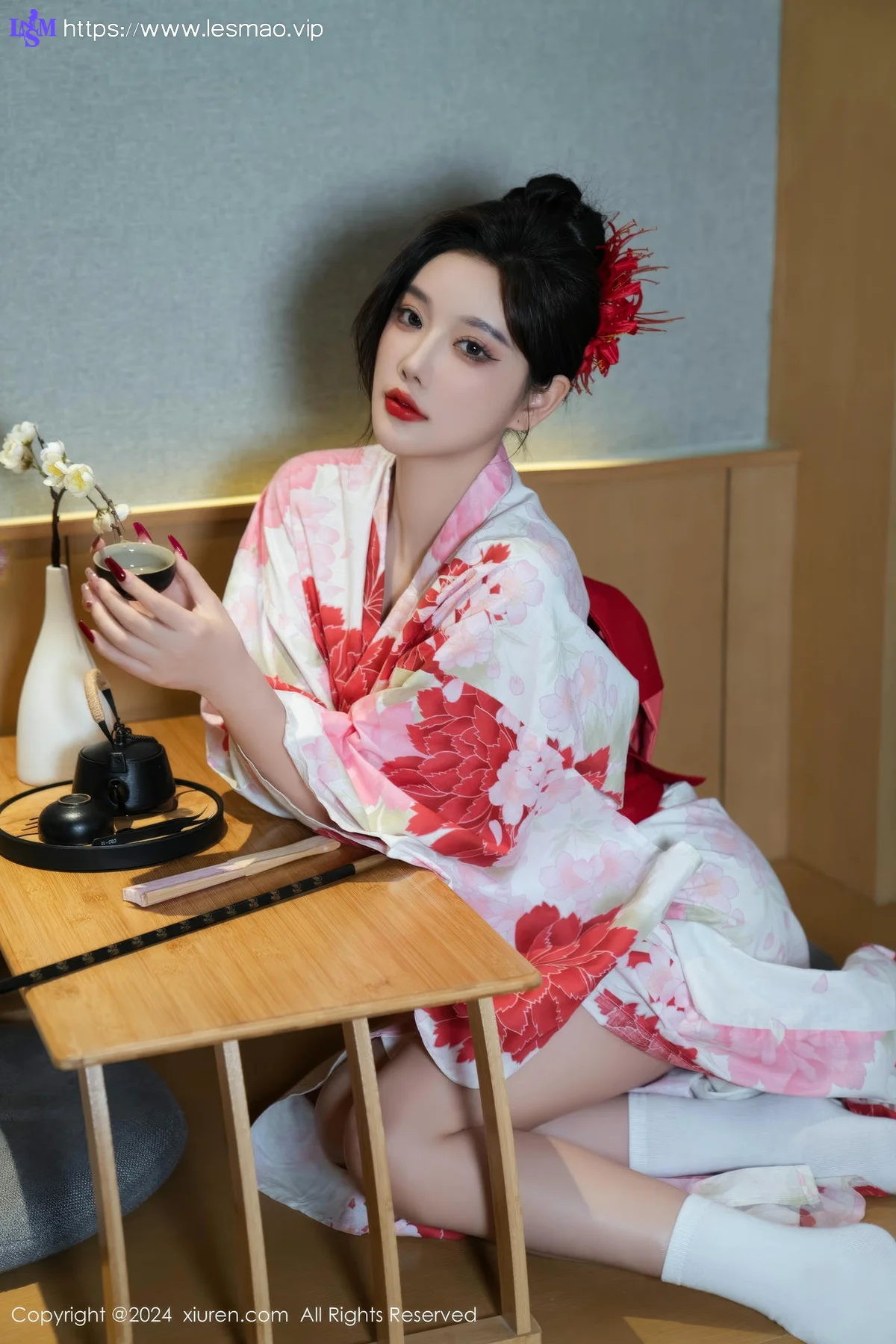 XiuRen 秀人 No.9208 杨晨晨Yome 红色花朵服饰 - 54