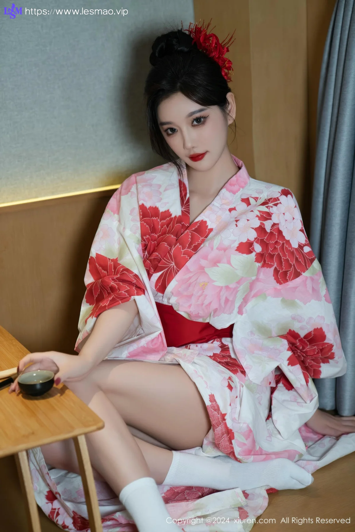 XiuRen 秀人 No.9208 杨晨晨Yome 红色花朵服饰 - 58