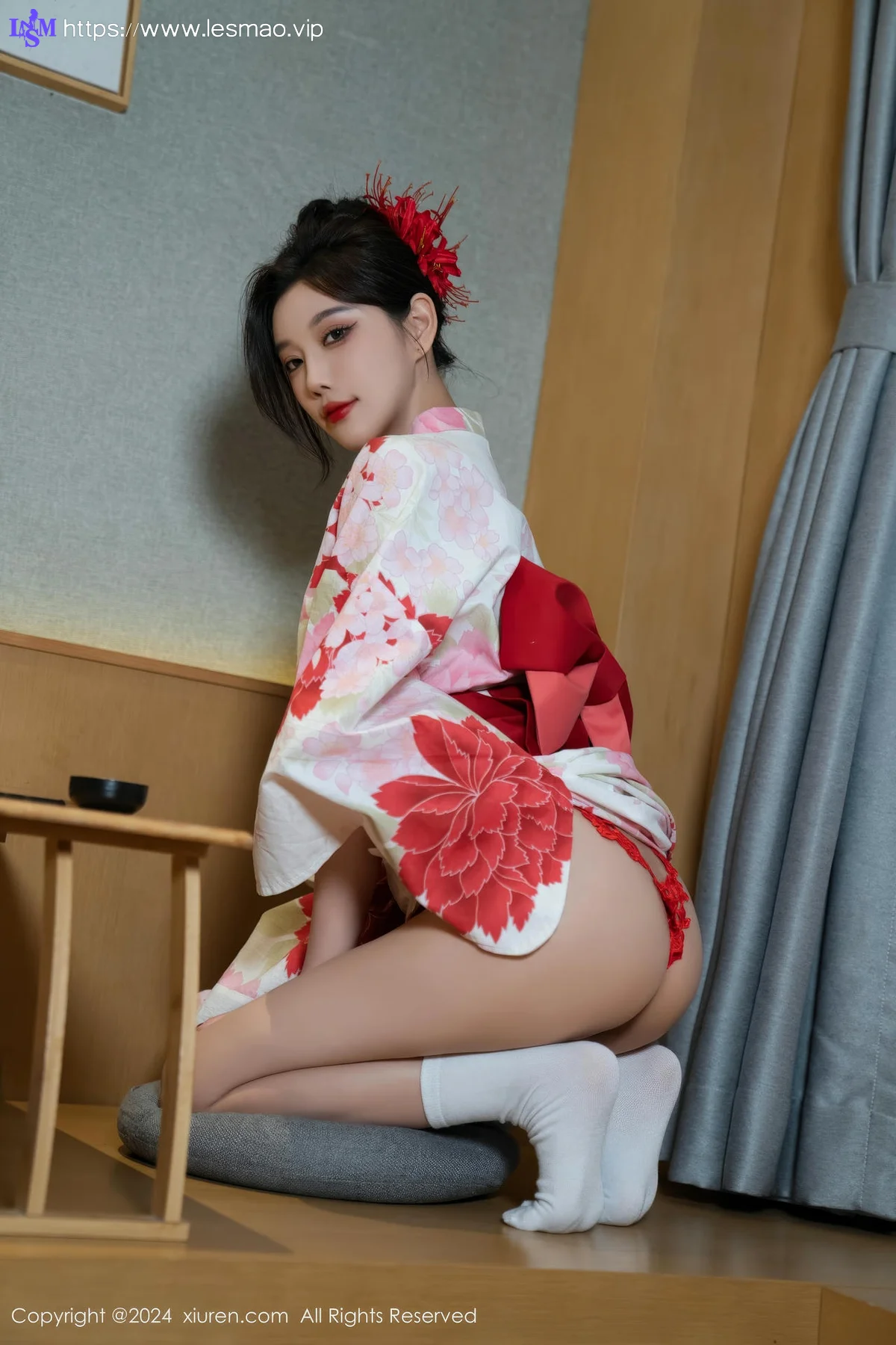 XiuRen 秀人 No.9208 杨晨晨Yome 红色花朵服饰 - 61