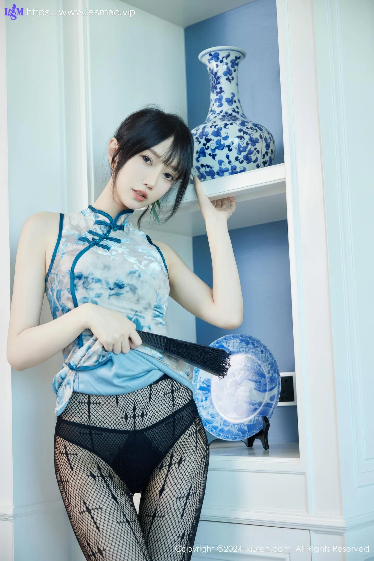 XiuRen 秀人 No.9236 玥儿玥er 浅蓝色旗袍 - 29