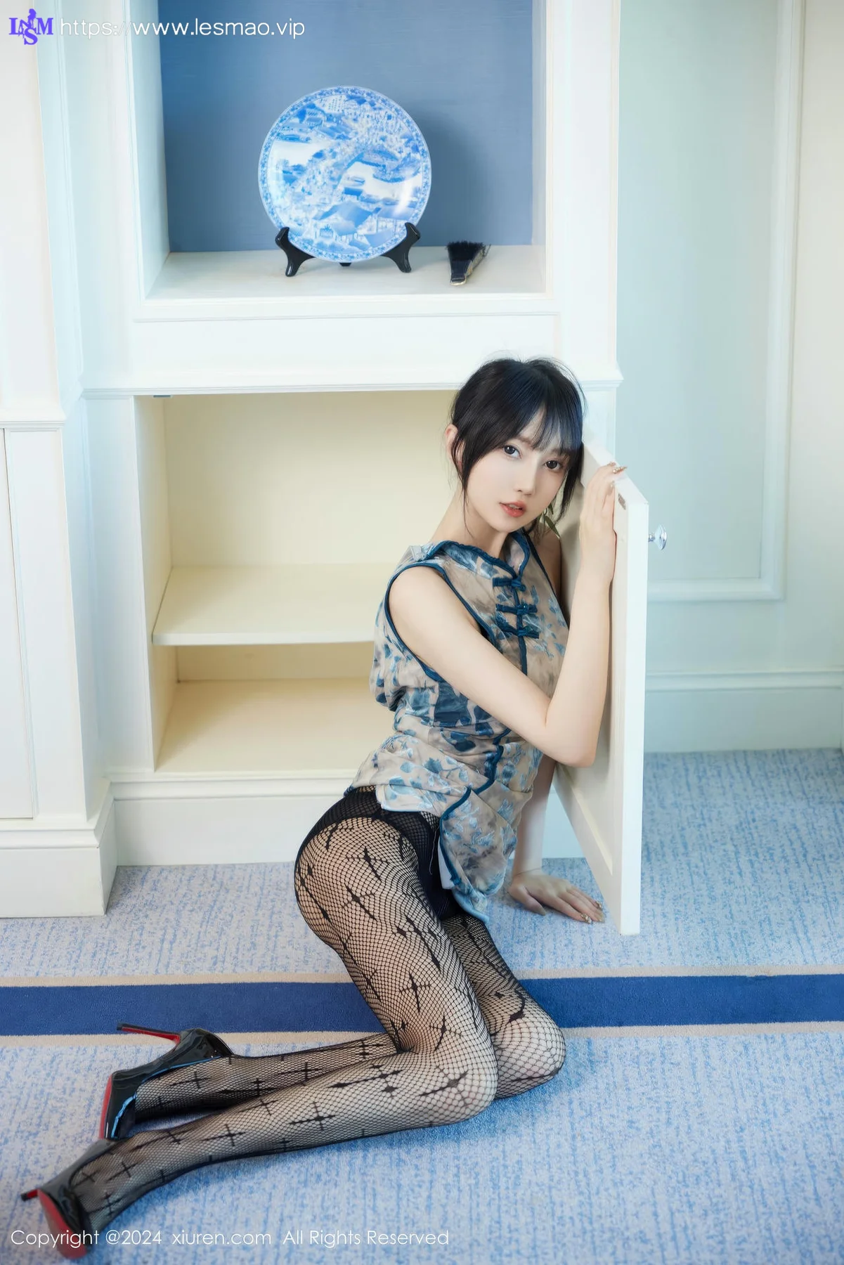 XiuRen 秀人 No.9236 玥儿玥er 浅蓝色旗袍 - 39
