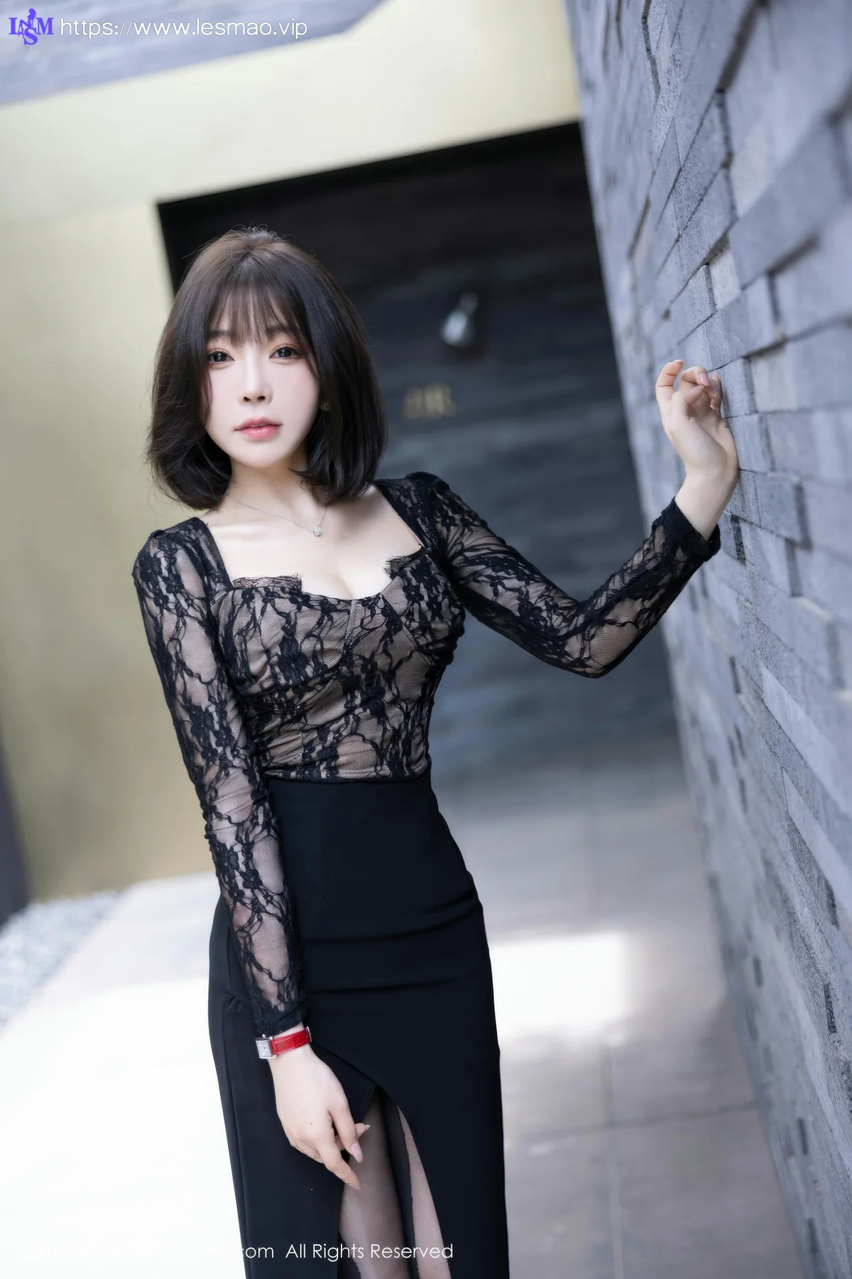 XiuRen 秀人 No.9257 徐莉芝Booty 黑色蕾丝连衣裙 - 15