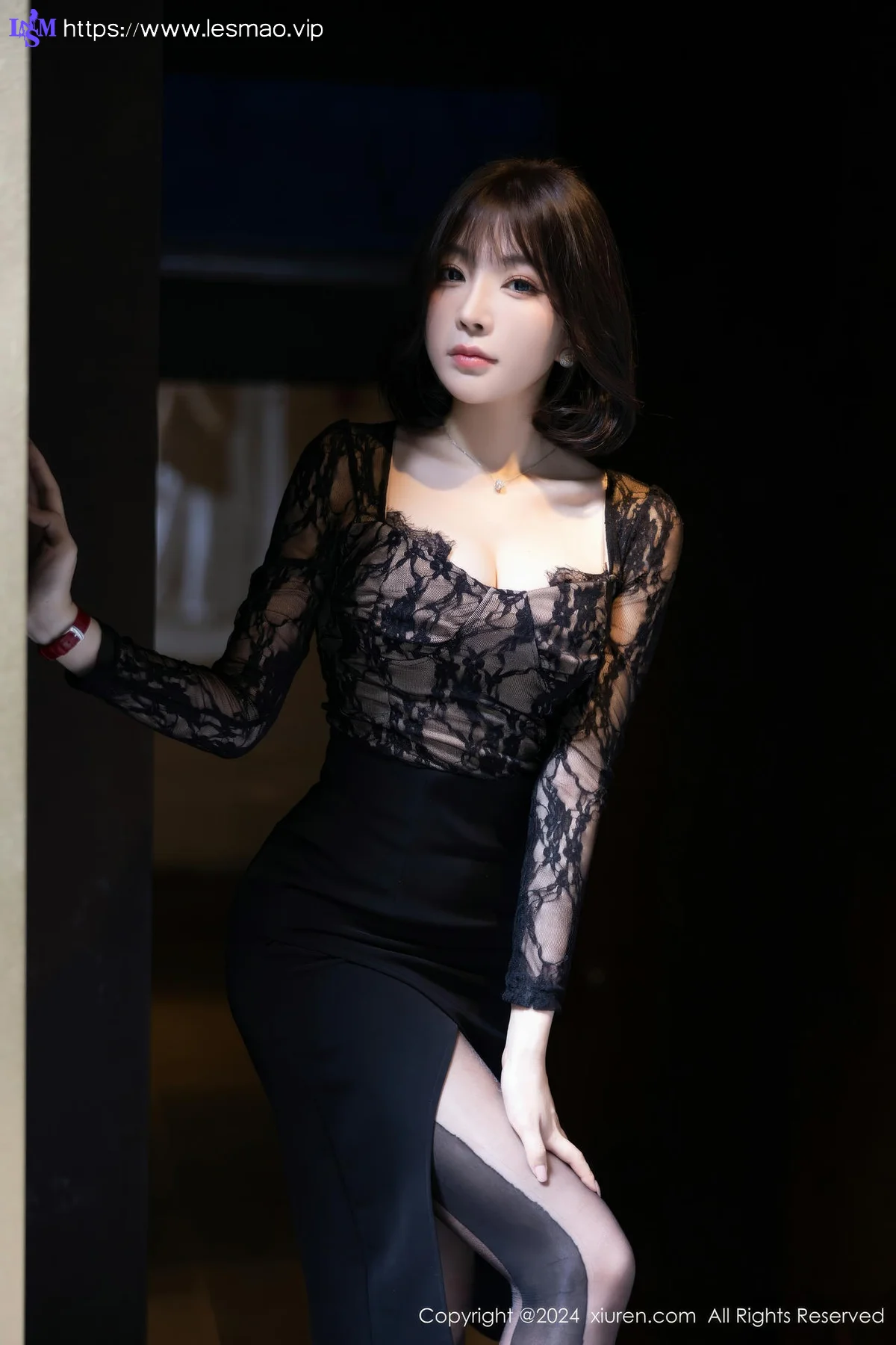 XiuRen 秀人 No.9257 徐莉芝Booty 黑色蕾丝连衣裙 - 23